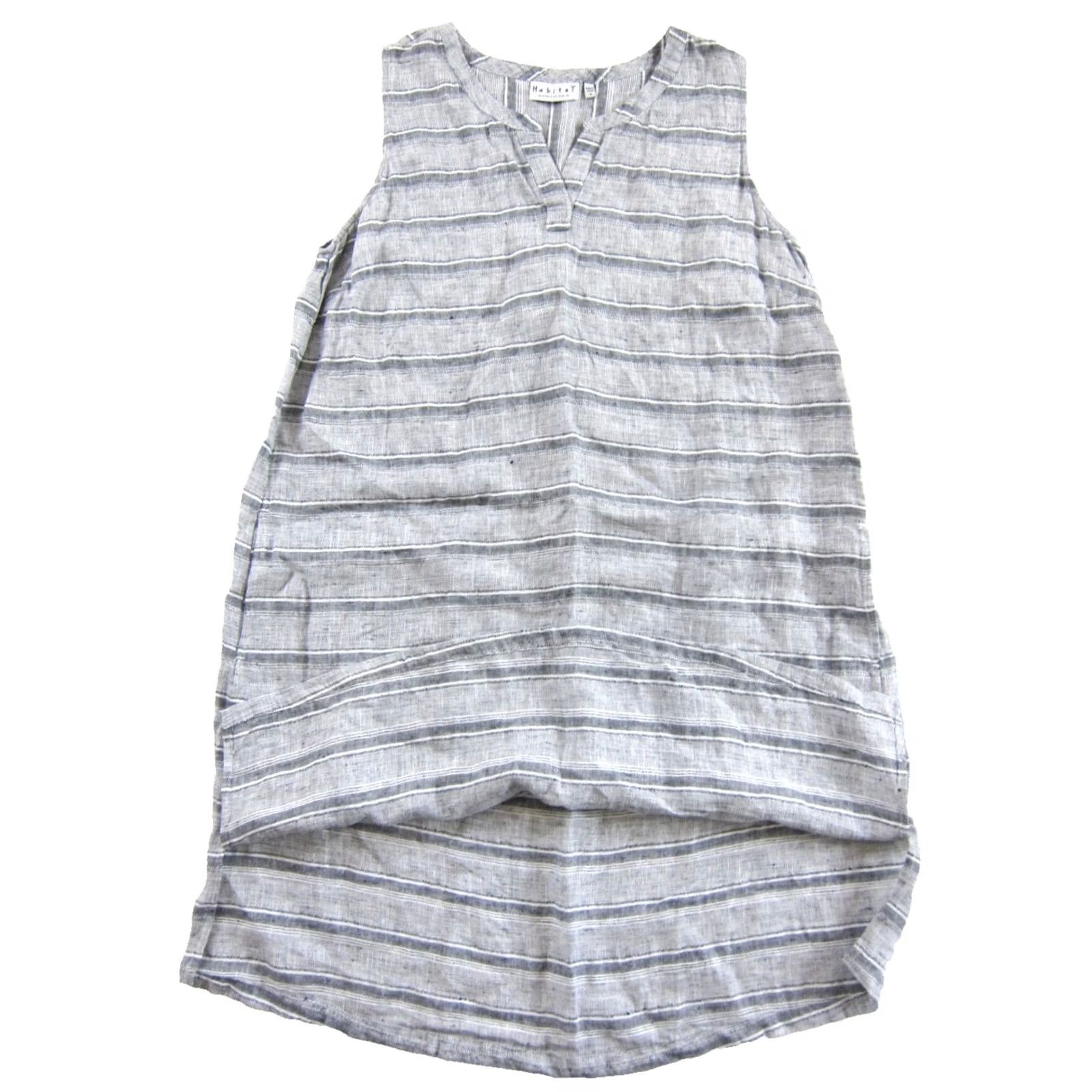 Habitat Habitat 100% Linen Grey Striped V-Neck Pocket Shift Tank Tunic Smock Dress M Size M / US 6-8 / IT 42-44 - 5 Thumbnail