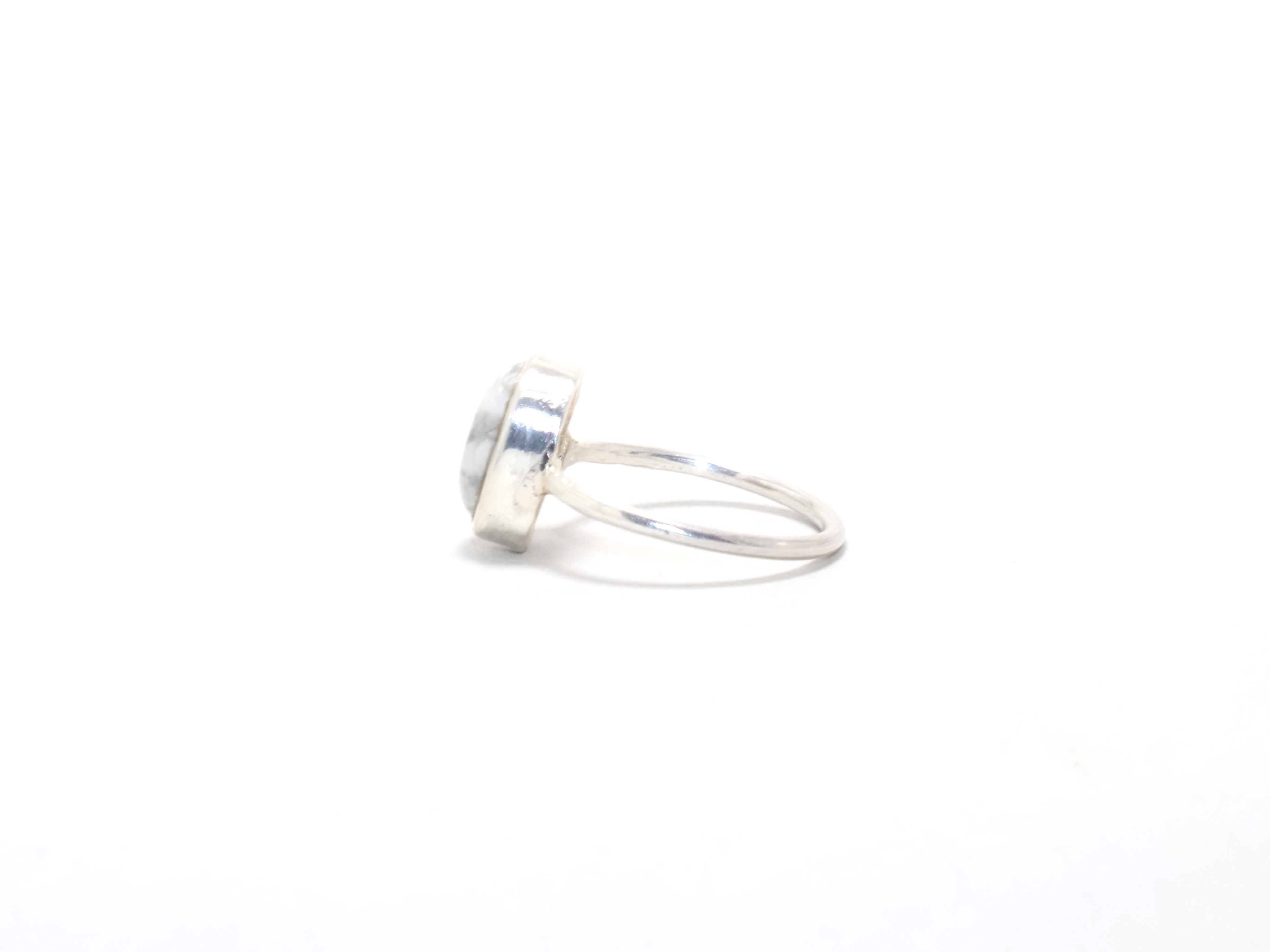 Handmade Howlite Ring, Minimalist Ring,White Handmad, Gift For Her Size ONE SIZE - 4 Thumbnail