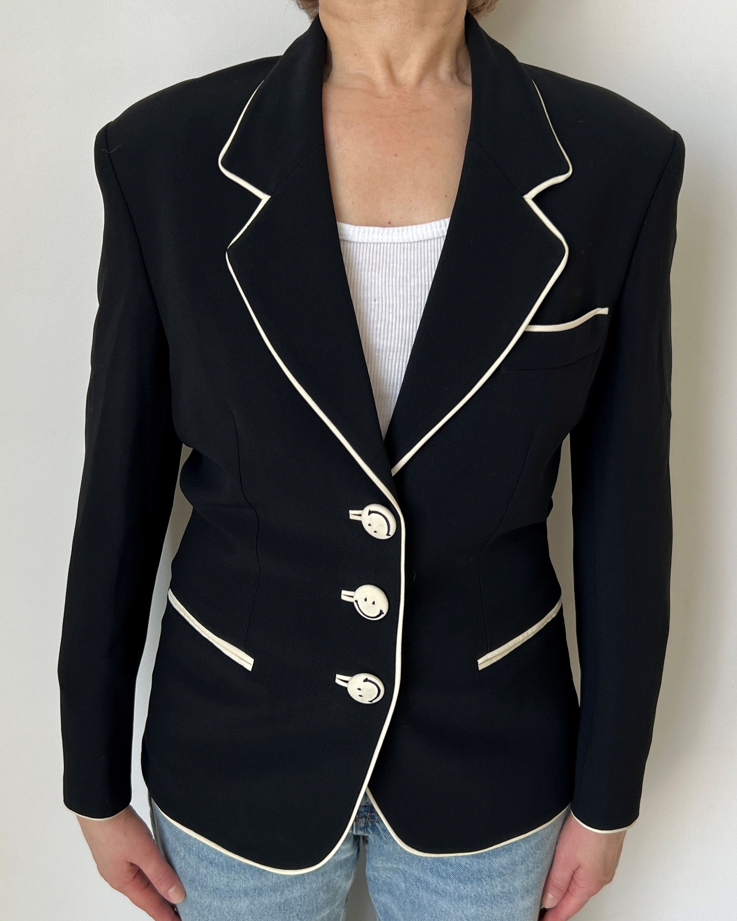 Moschino MOSCHINO COUTURE! VINTAGE Y2K SMILEY BLAZER JACKET Size L / US 10 / IT 46 - 1 Thumbnail