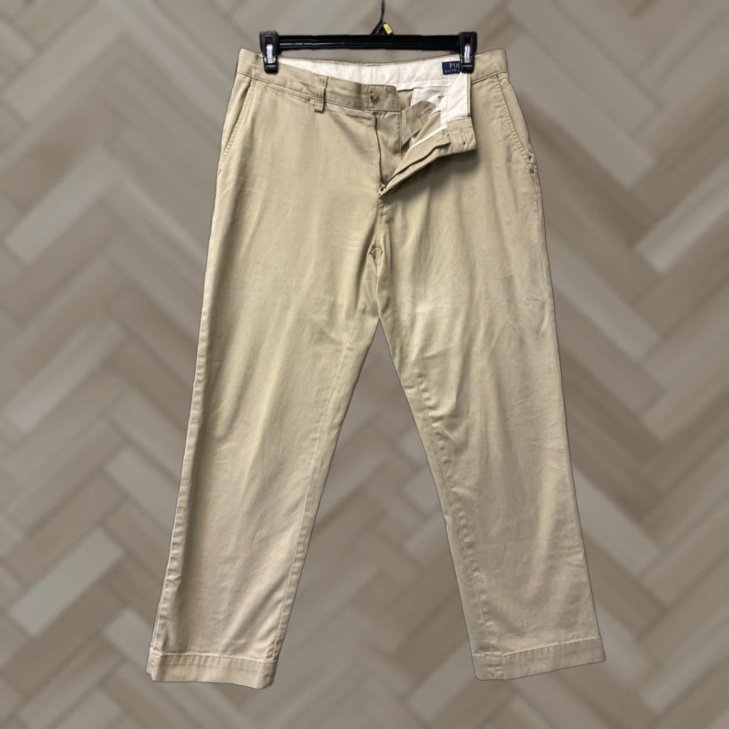 POLO RALPH LAUREN Chino Pants 34x30 Tan Solid Classic Fit Mens