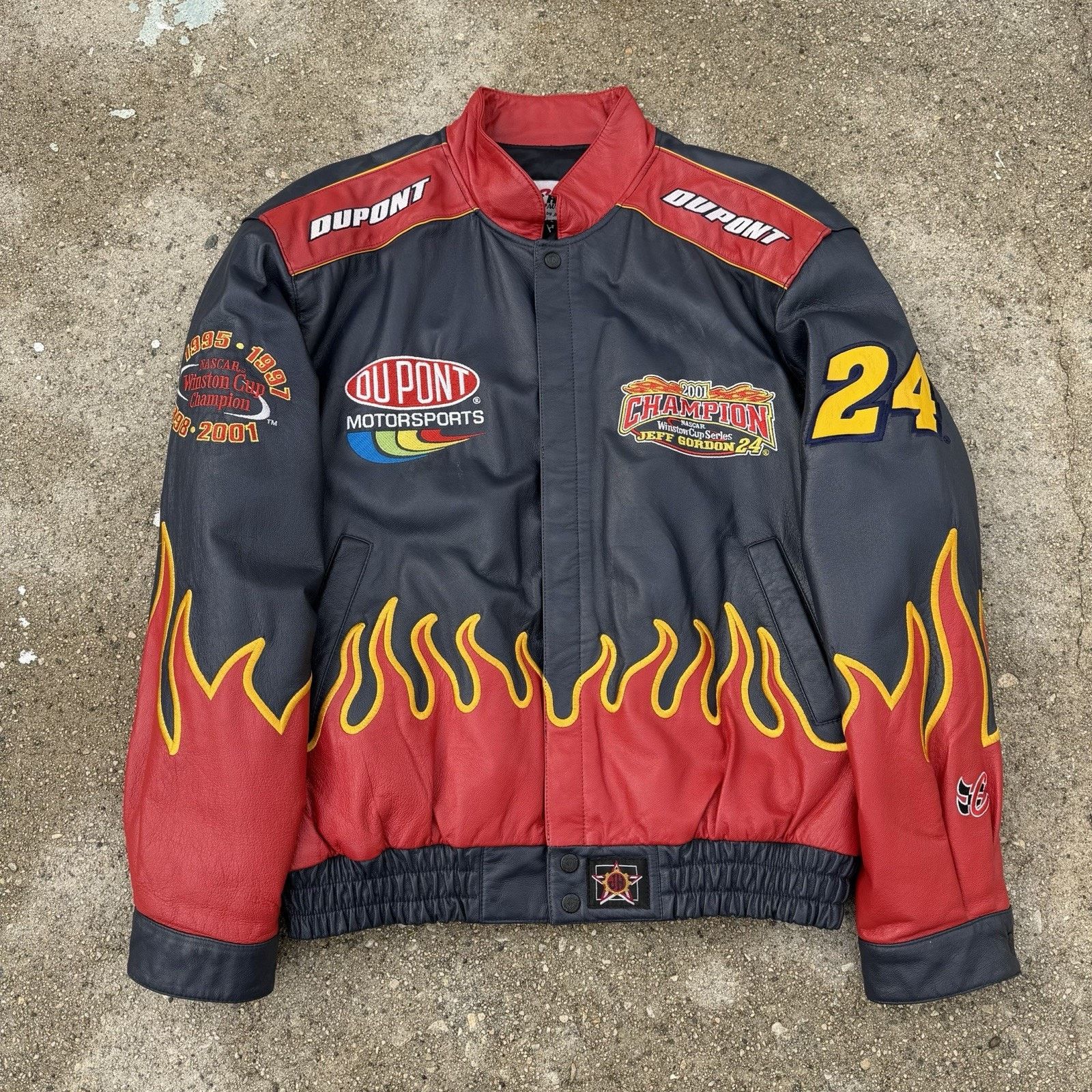 Leather × NASCAR × Vintage Vintage 2001 Chase JH Design Jeff Gordon Leather Jacket Size US L / EU 52-54 / 3 - 3 Thumbnail
