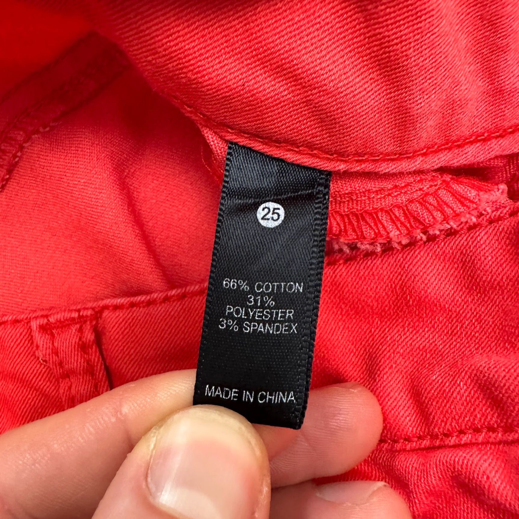 AQUA Aqua Skinny Jeans Womens 25 Red Mid Rise Stretch Casual 28x30 Denim Cotton Polyester Spandex 5-Pocket Zip Button Size 42" / US 20 - 7 Thumbnail