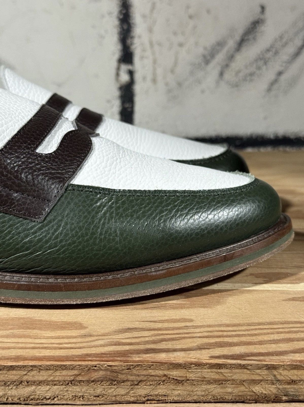 Aime Leon Dore Aime Leon Dore PENNY LOAFER WHITE/BOTANICAL GREEN MENS 12 Size US 12 / EU 45 - 2 Thumbnail