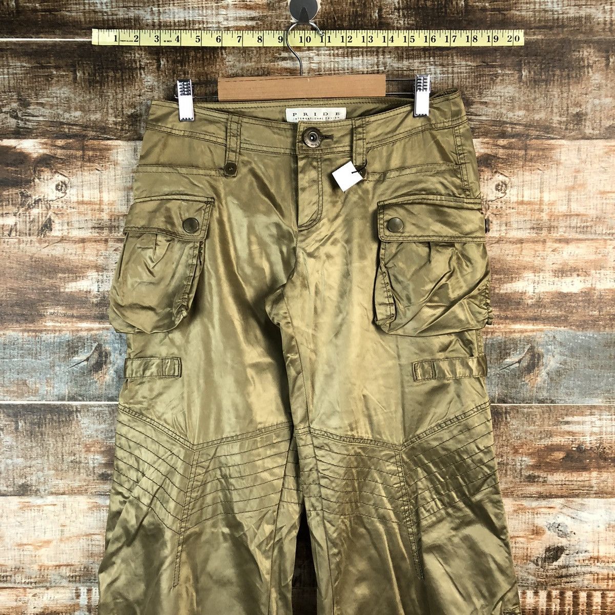 Japanese Brand Pride Brown Cargo utility Multipocket Pants #A2532 Size 27" / US 4 / IT 40 - 4 Thumbnail