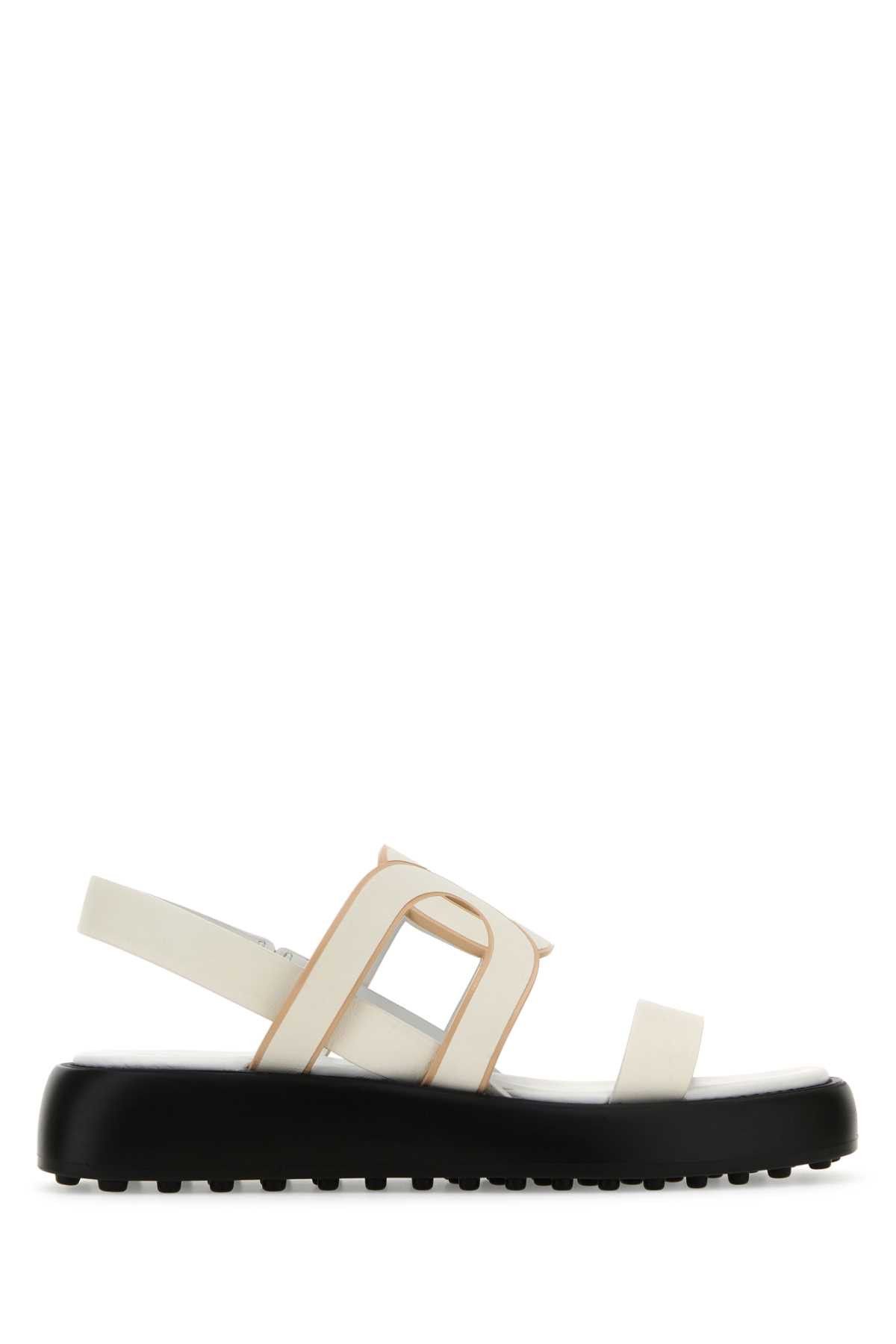 image of Tods White Leather Chain Sandals, Women's (Size 10)