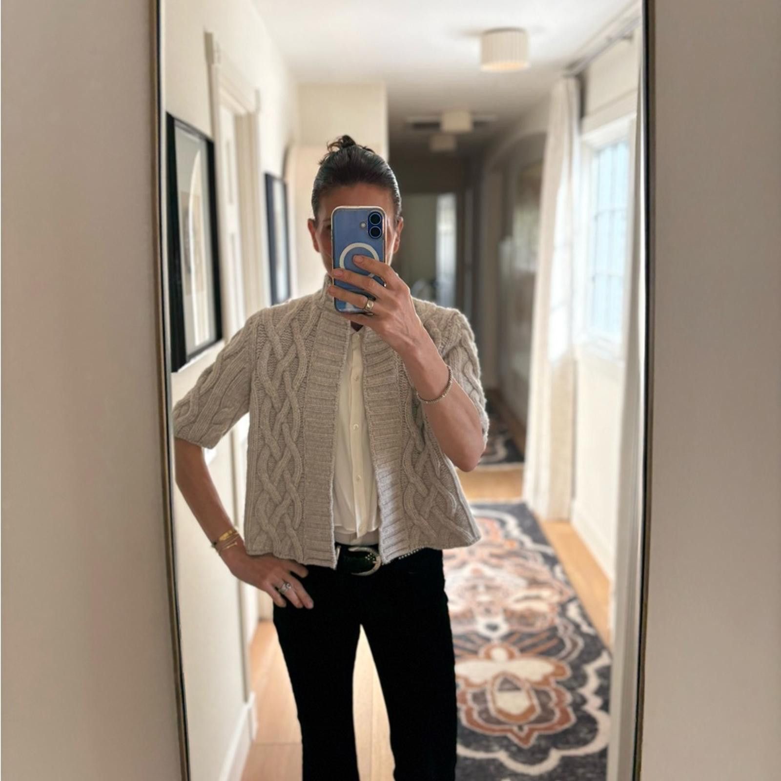 SOFIE D'HOORE SOFIE D’HOORE Luxury Super Geelong Wool Cable Knit Cardigan Size S / US 4 / IT 40 - 3 Thumbnail
