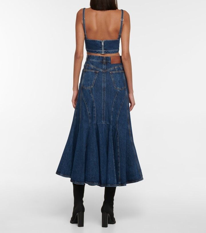 Alexander McQueen o1y0325 Bustier Top in Blue Size XS / US 0-2 / IT 36-38 - 3 Thumbnail