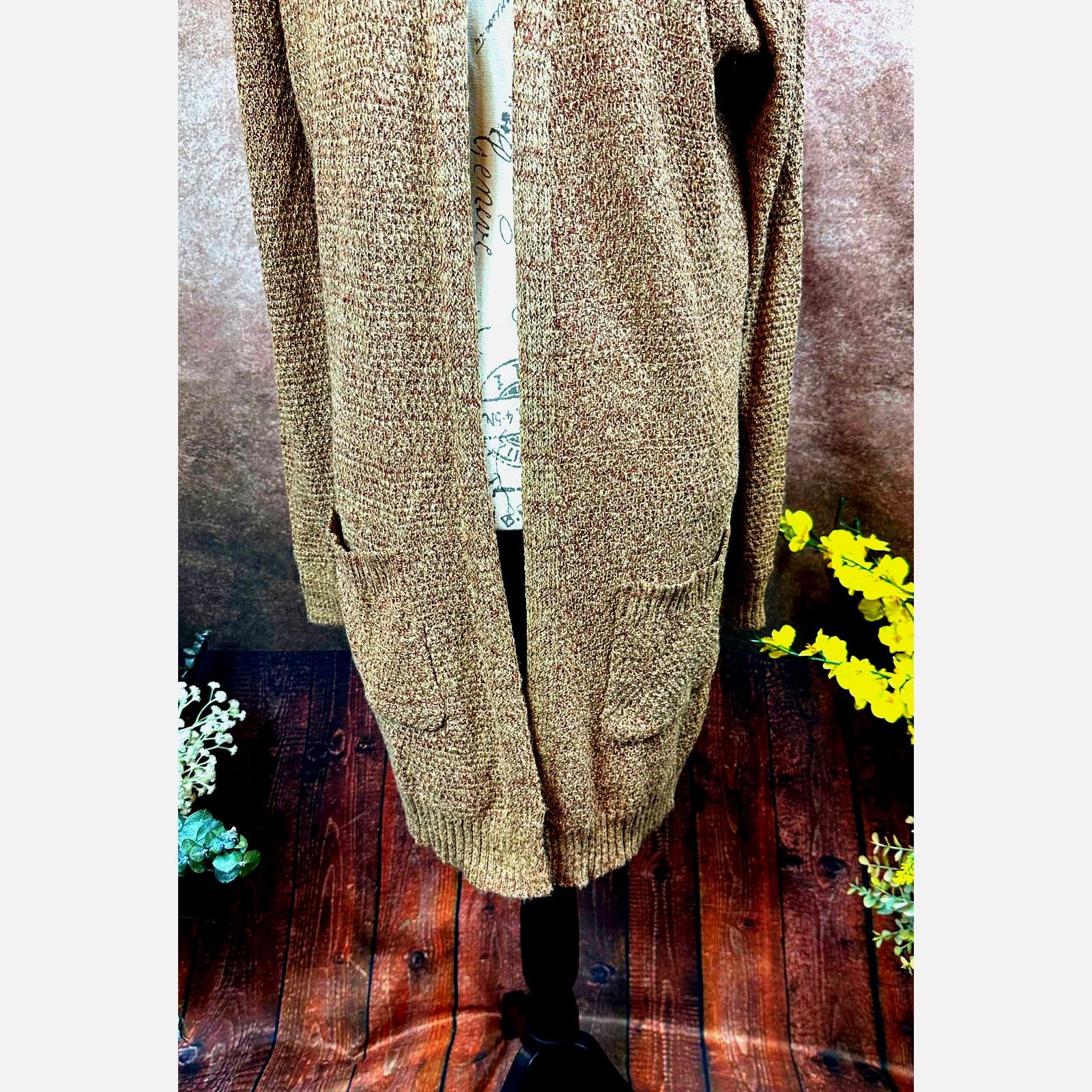 Other Love Ellie Speckled Long Open Front Cardigan Multi Brown L Size L / US 10 / IT 46 - 4 Thumbnail