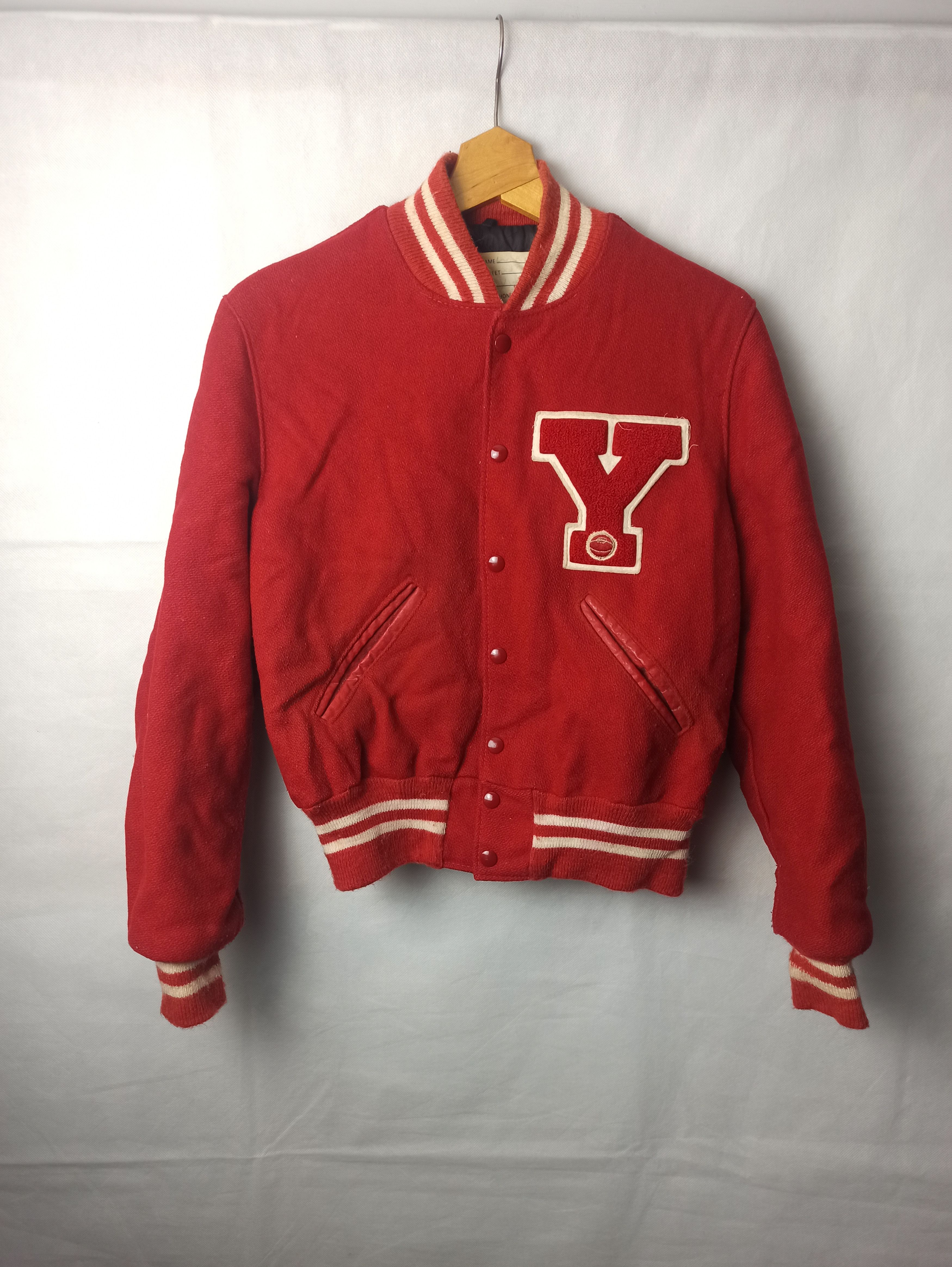 image of 90's Vintage Delong Y Letterman Varsity Jacket in Red, Men's (Size XL)