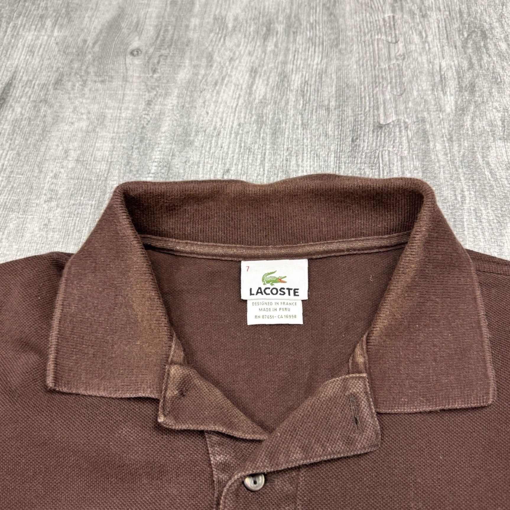 Lacoste LACOSTE Mens Polo Shirt Short Sleeve Pique Cotton Golf Casual 7 Brown Unique Design Size US M / EU 48-50 / 2 - 4 Thumbnail