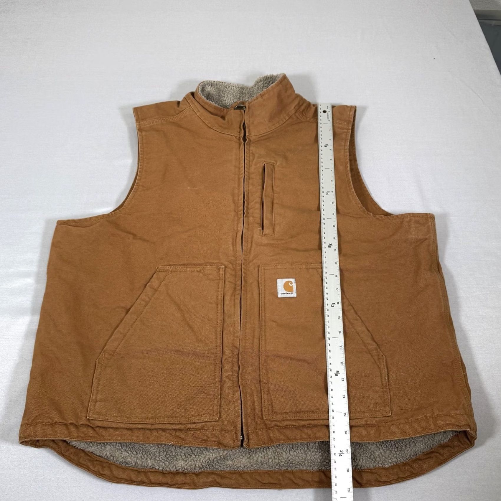 Carhartt Carhartt Vest Mens XL Brown Canvas Sherpa Lined Zip Up Workwear Size US XL / EU 56 / 4 - 4 Thumbnail