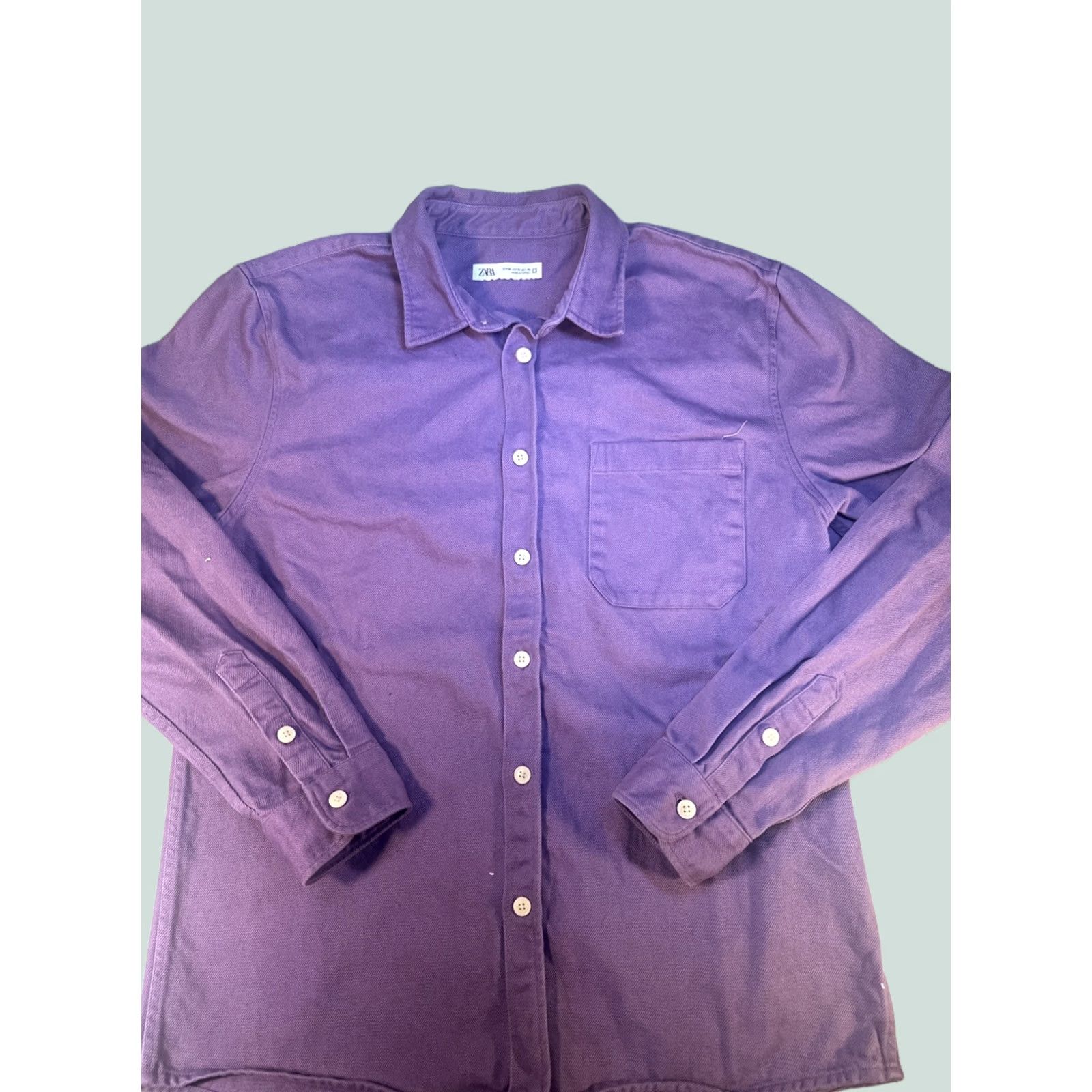 Zara VINTAGE? No — Zara Purple Corduroy Button-Down Shacket Shirt Top M Men Regular Short/Long Sleeve? Size US M / EU 48-50 / 2 - 1 Thumbnail