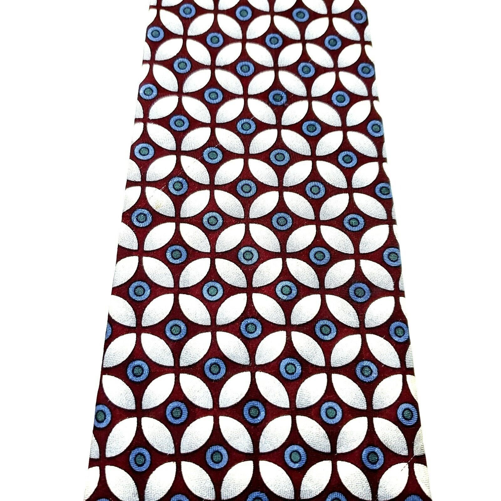 Pierre Cardin Pierre Cardin Silk Tie Print Maroon Geometric Wide Size ONE SIZE - 2 Thumbnail