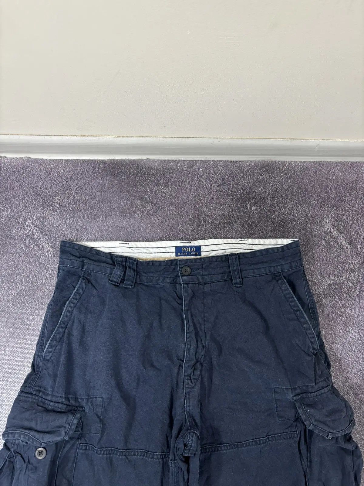 Polo Ralph Lauren × Ralph Lauren × Vintage Vintage Polo Ralph Lauren Y2K Navy Military Cargo Shorts Size US 36 / EU 52 - 4 Thumbnail