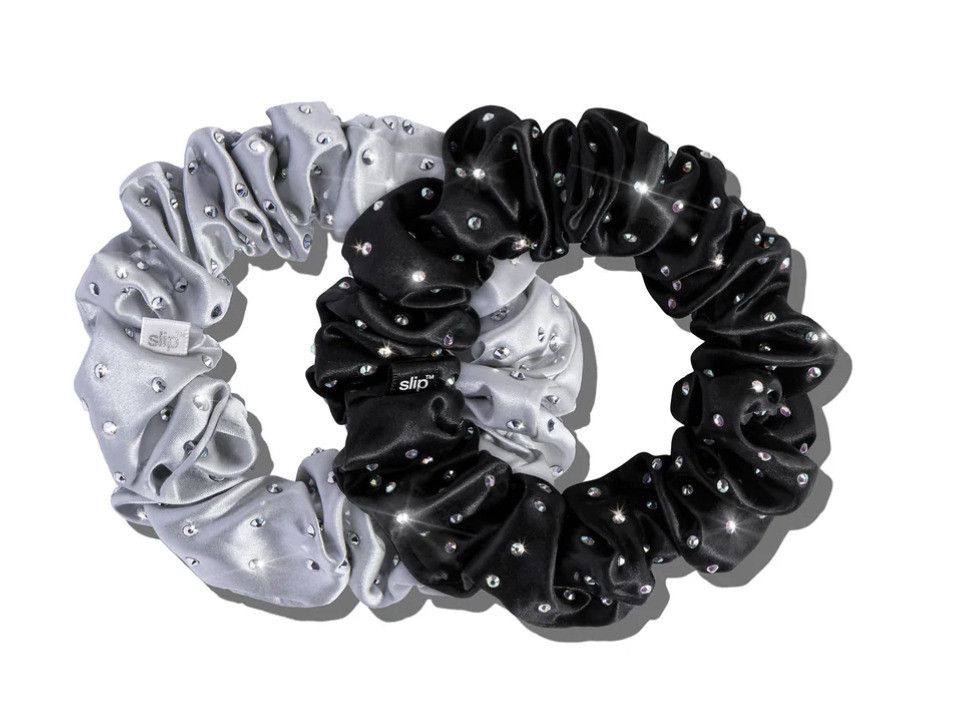 Other Slip Silk Crystal Large Hair Scrunchies Black / Silver Size ONE SIZE - 3 Thumbnail