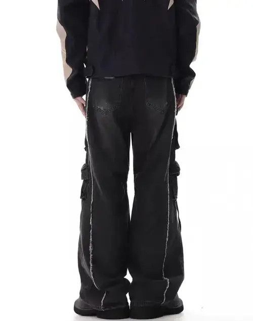 Japanese Brand × Jean Retro heavy industry beggar ripped workwear wide leg jeans Size US 32 / EU 48 - 1 Thumbnail