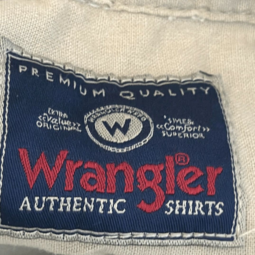 Wrangler Wrangler Shirt Button-Up Mens XL Chambray Beige Workwear Country Long Sleeve Cream Gray Size US XL / EU 56 / 4 - 6 Thumbnail
