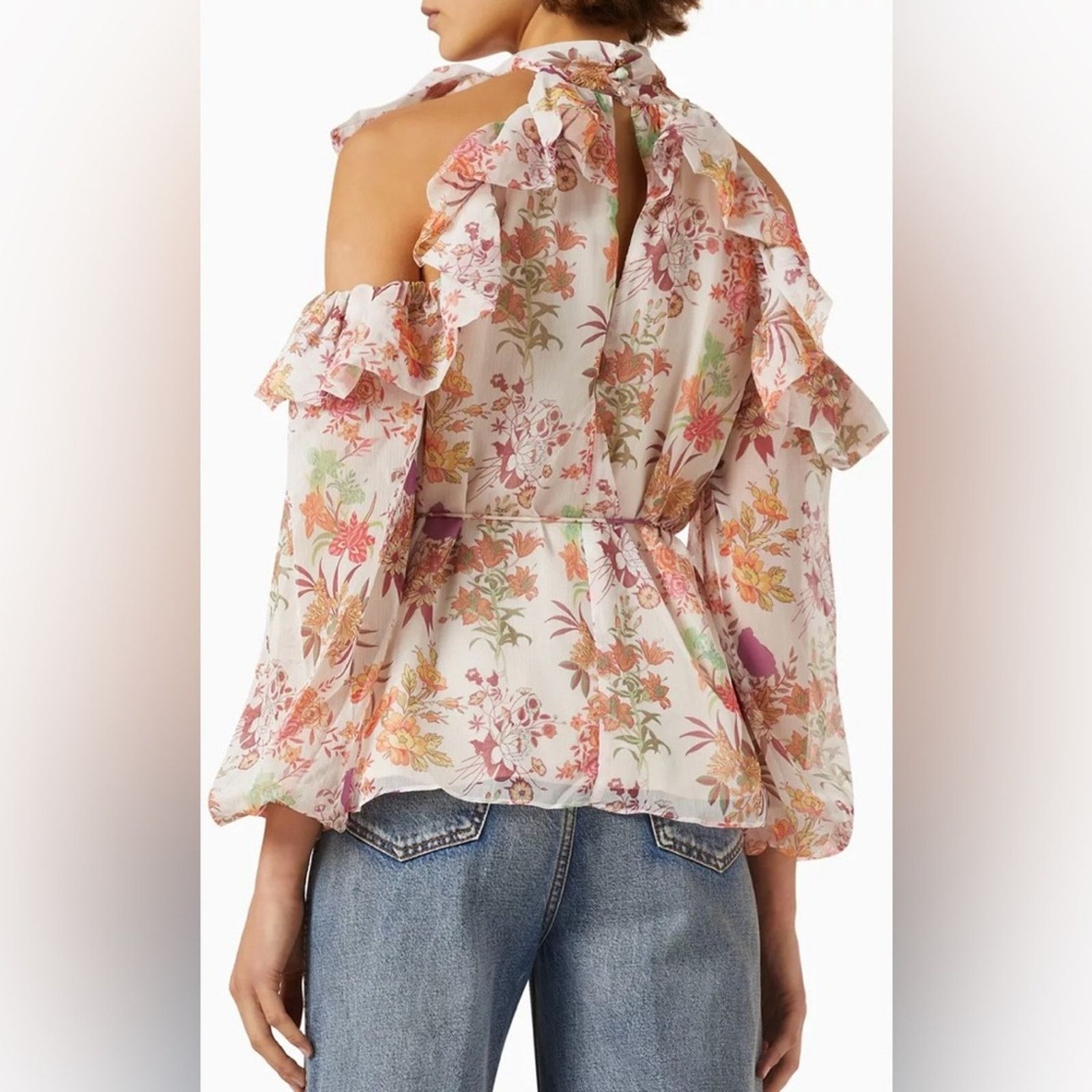 ELLIATT NWT Elliatt $209 Orange Pink Flutter Sleeve Blouse size S Size S / US 4 / IT 40 - 3 Thumbnail