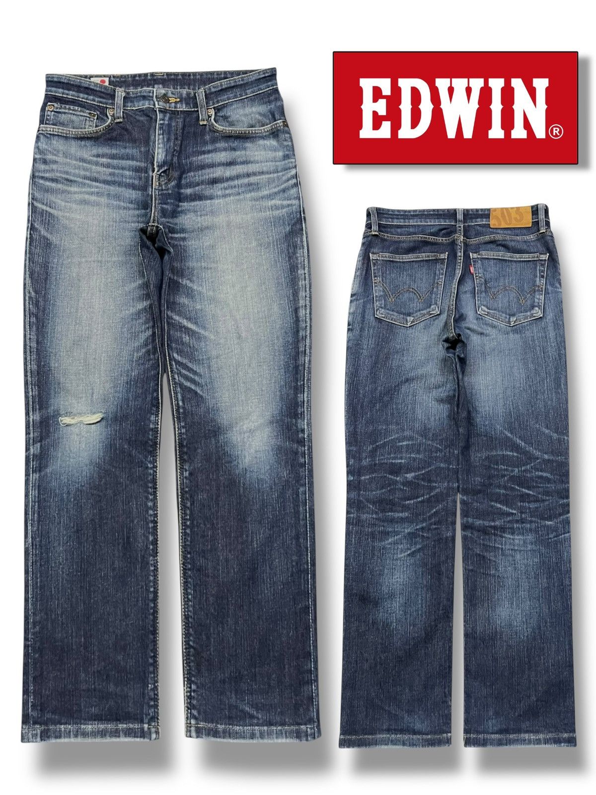 Edwin Vintage Edwin 503 Japan - Faded Wash, Distressed Denim Size US 31 - 1 Thumbnail