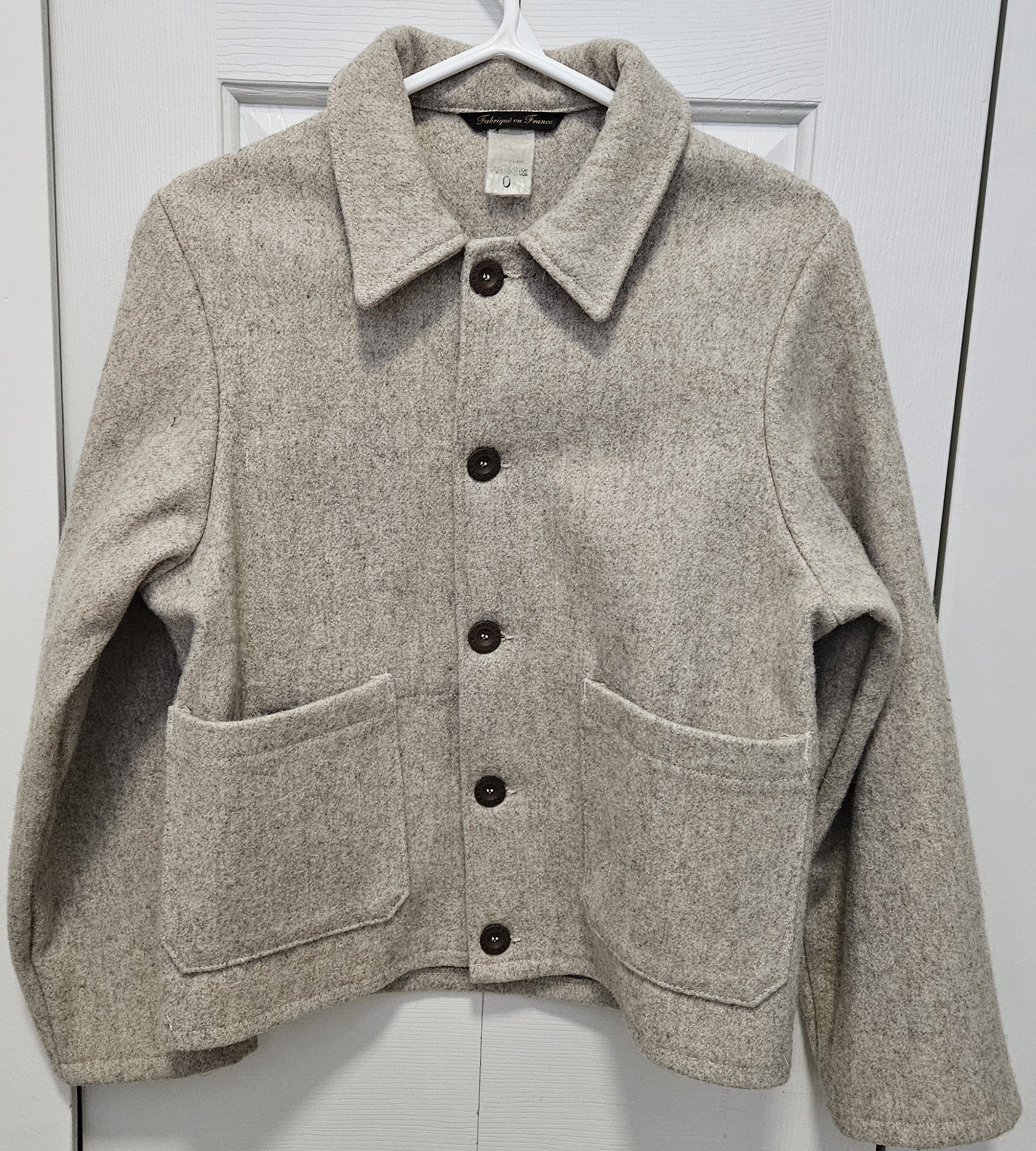 image of Le Laboureur Cropped Wool Work Jacket in Nature, Men's (Size XS)