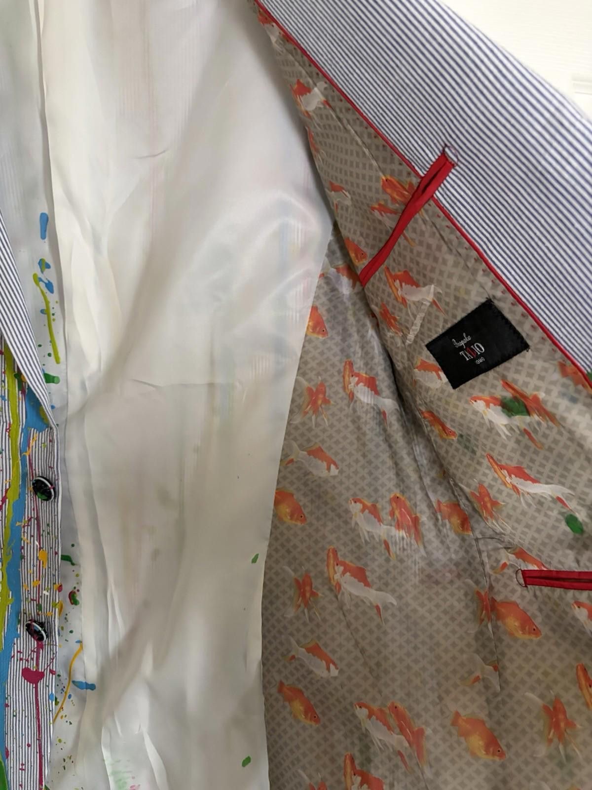 Bespoken Custom Colorful Hand Painted Bespoke Tazio Uomo Blazer Size 42L - 9 Thumbnail