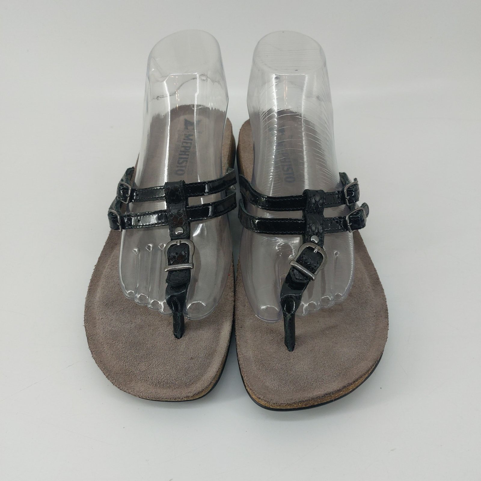 Mephisto Mephisto Womens Black Patent Leather Thong Sandals 10 EUR 40 Size US 10 / IT 40 - 7 Thumbnail