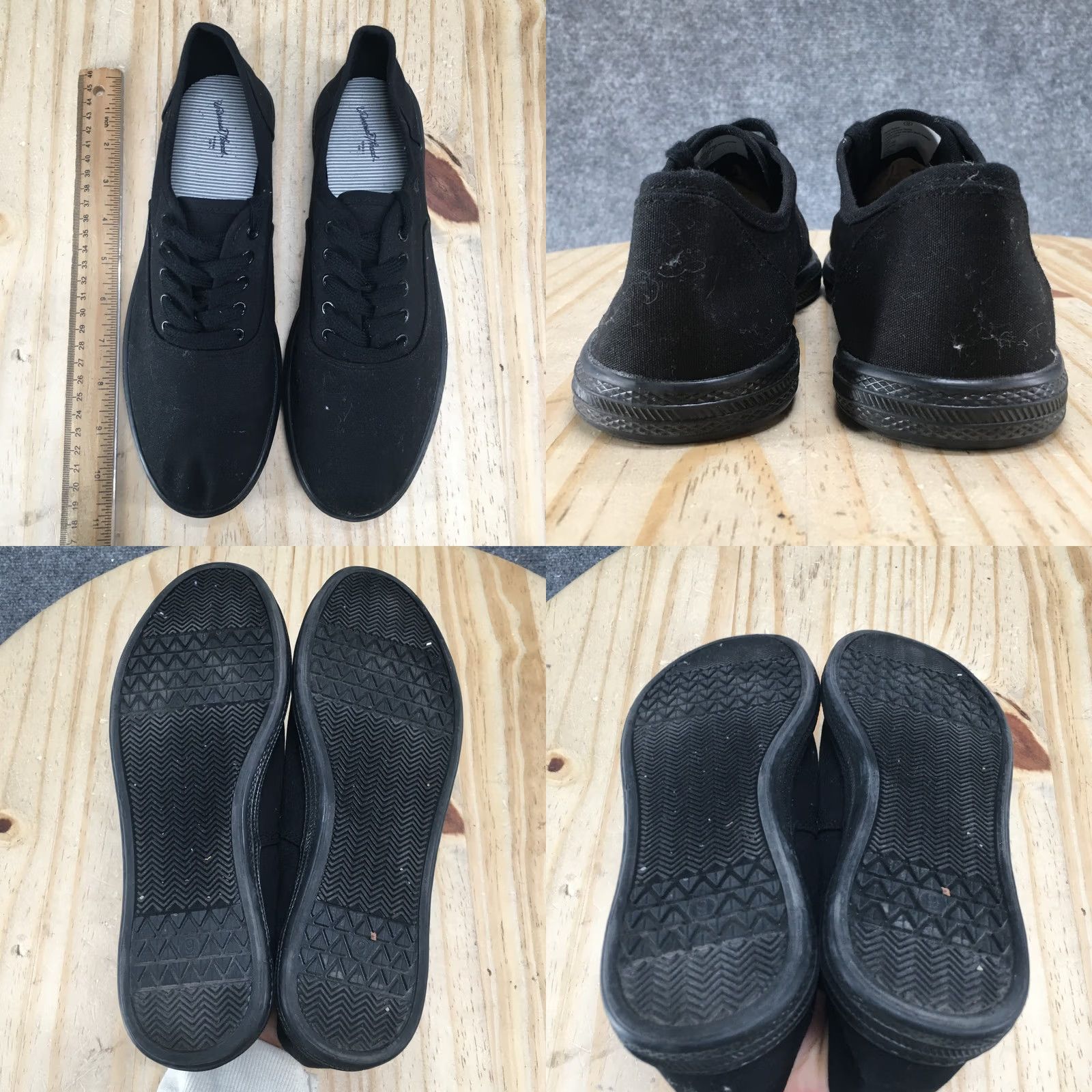 Vintage Universal Thread Shoes Womens 9 Lunea Lace-Up Sneakers Black Canvas Low Top Casual Shoes Womens Mens Girls Fashion Footwear Size M / US 6-8 / IT 42-44 - 8 Thumbnail