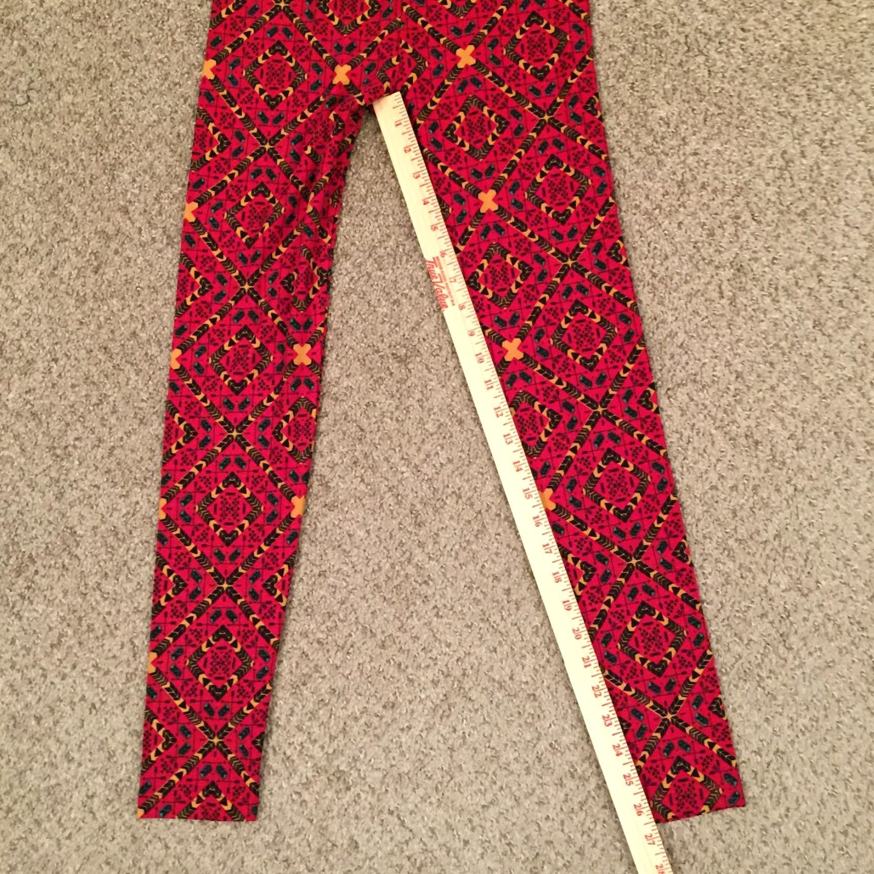 Vintage LuLaRoe Leggings One Size OS Red Geometric NWOT Size 42" / US 20 - 4 Thumbnail