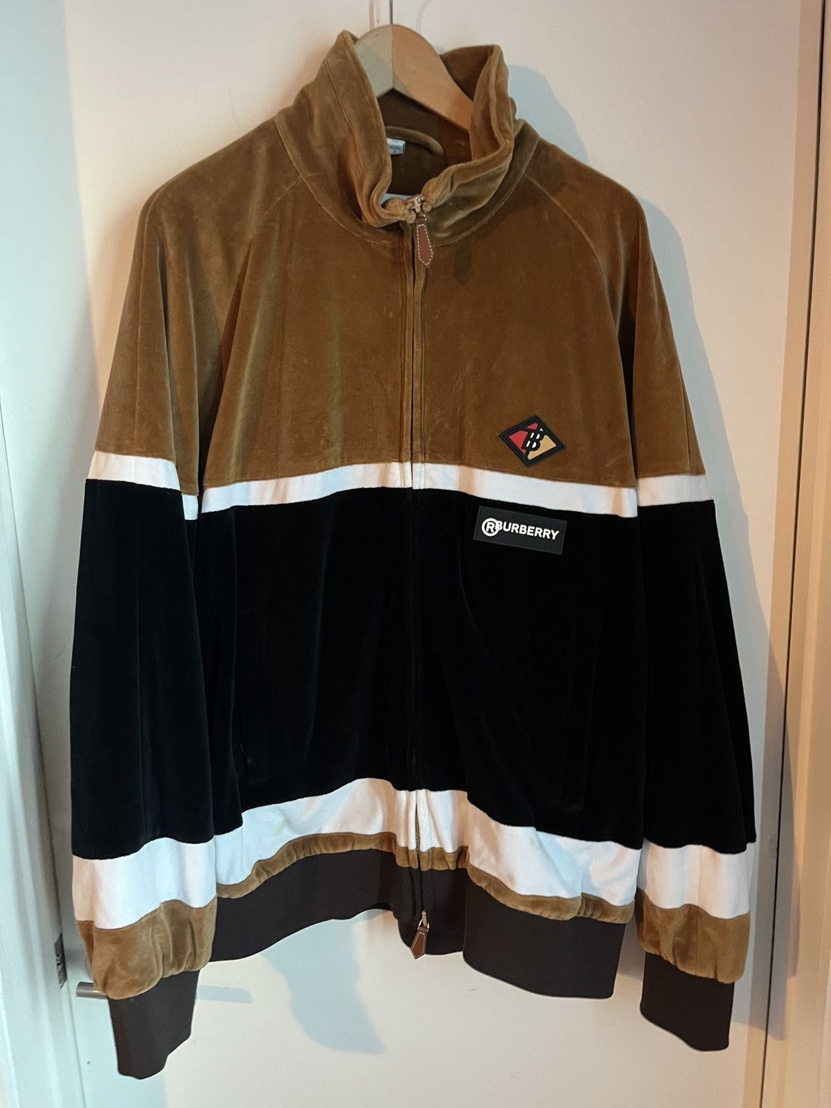 Burberry Logo-Appliquéd Cotton-Blend Velour Track Jacket XL