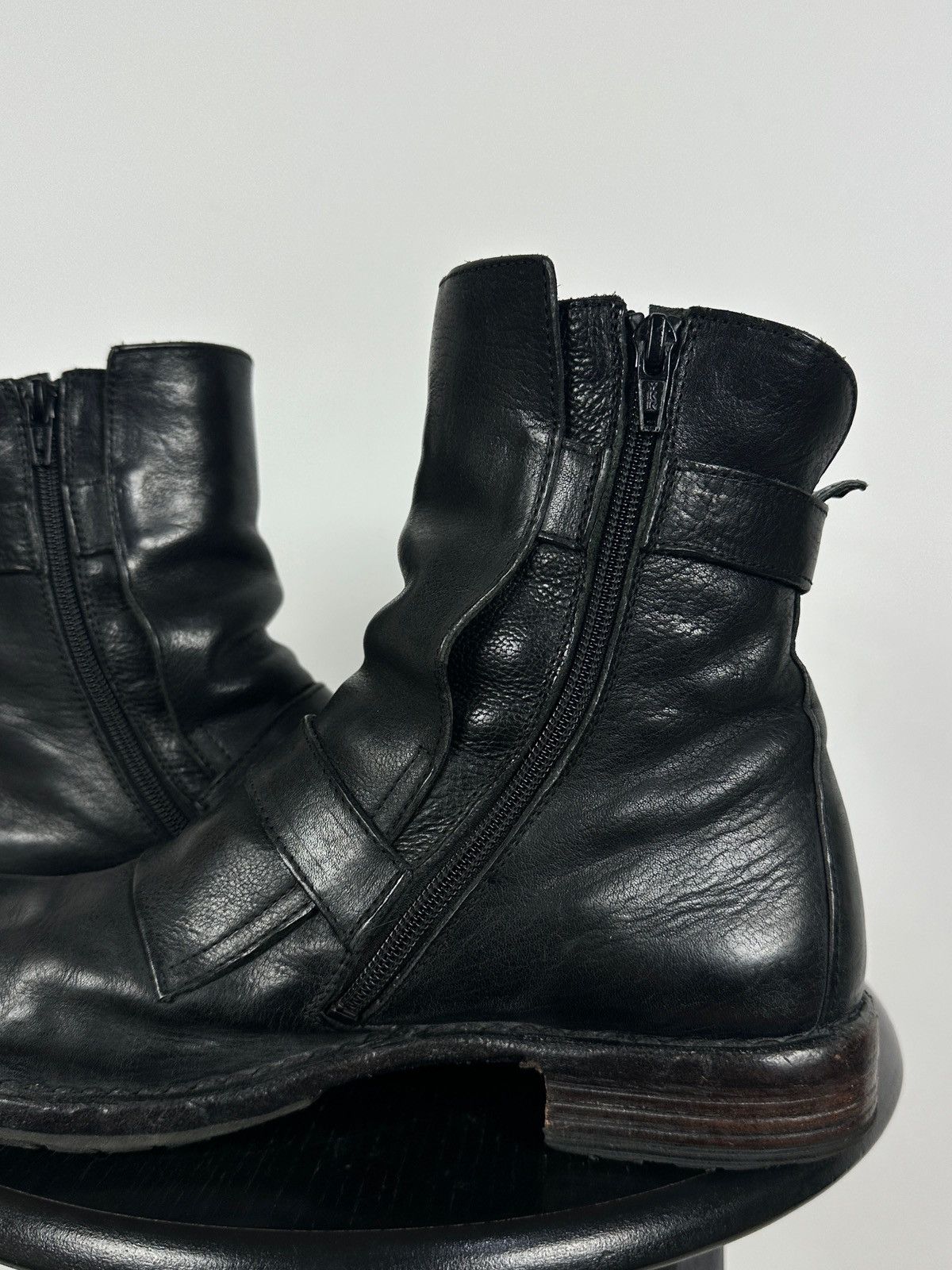 MoMA MoMA Black Leather Buckle Ankle Biker Boots Size US 10 / IT 40 - 19 Thumbnail