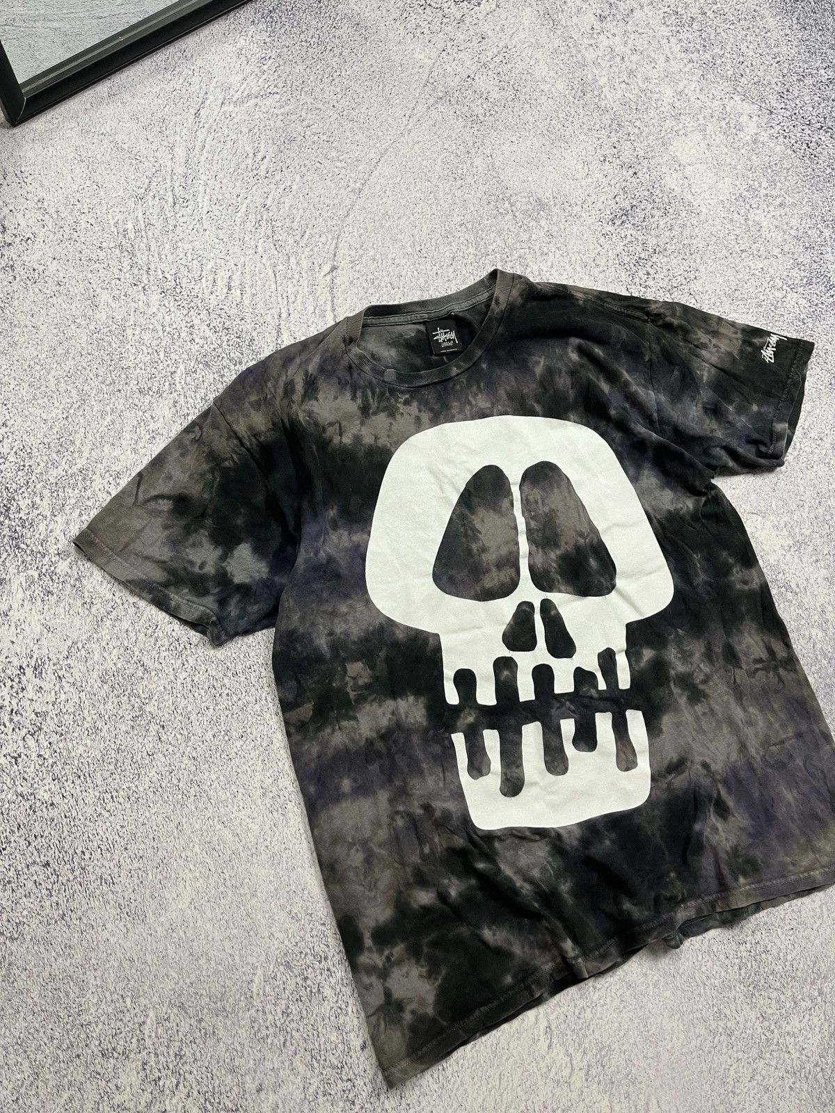 Stussy × Vintage Vintage 2000s ☠️ Stussy Big Skull Head Tie Dye T Shirt Rare Size US L / EU 52-54 / 3 - 5 Thumbnail