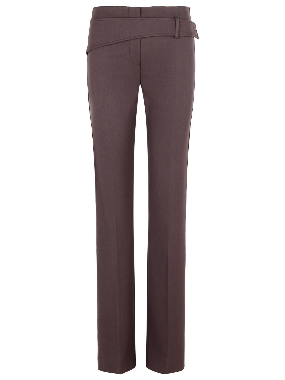 Sportmax SPORTMAX 'Banda' Slim Trousers With Asymmetric Belt In Coffee Virgin Wool Blend Size 28" / US 6 / IT 42 - 1 Thumbnail