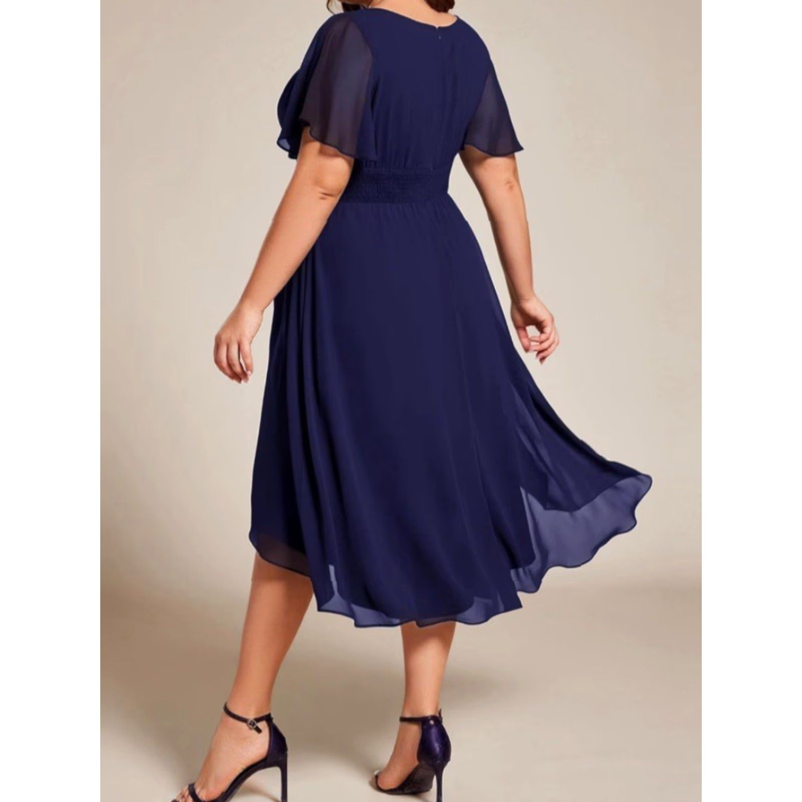 NWT Ever Pretty Women\'s A Line Midi Formal Cocktail Dress - Navy Blue -  Size 14 -