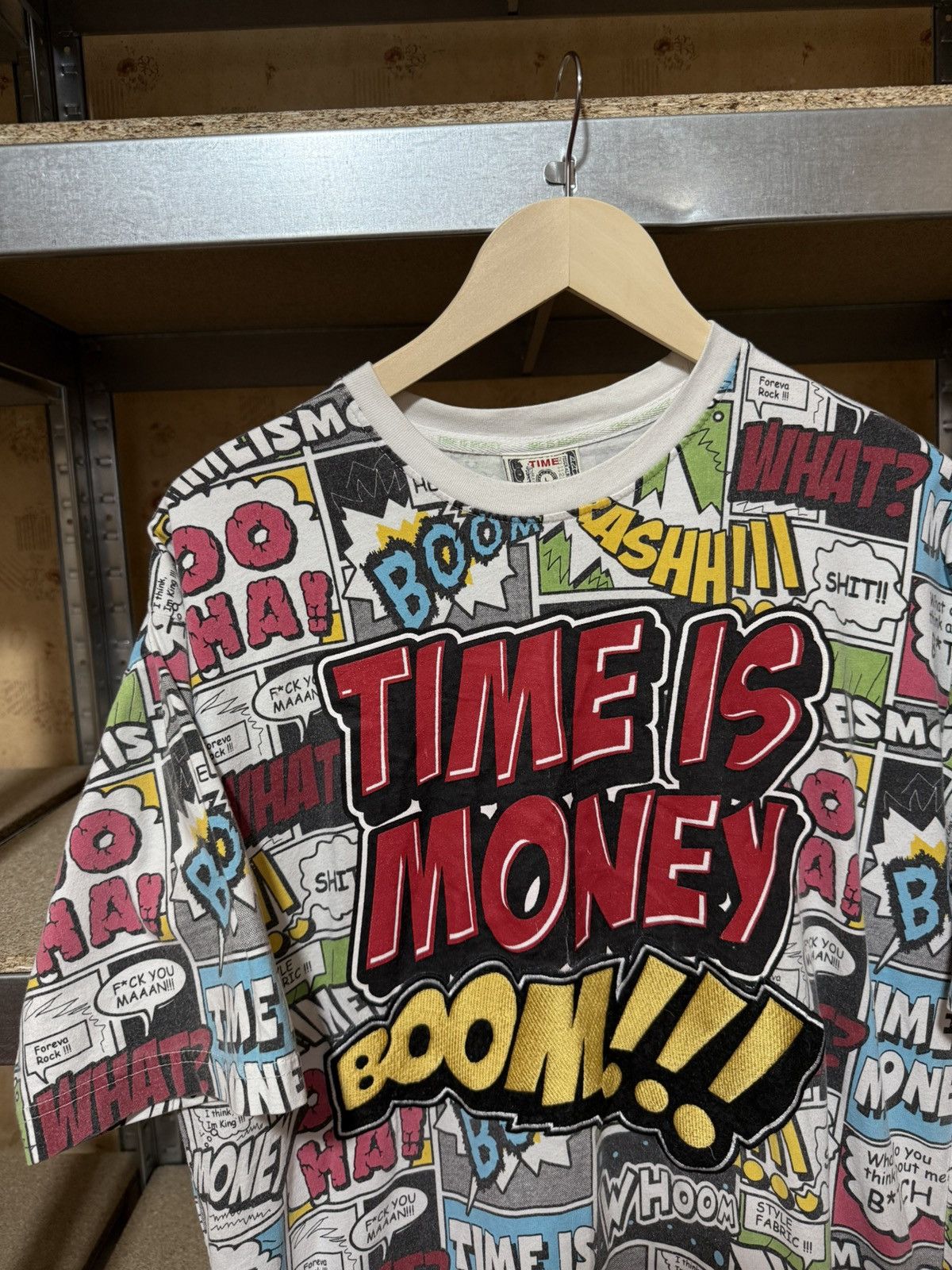 Band Tees × Rap Tees × Vintage Vintage Time Is Money Boom Comics All Over Print T-Shirt Size US L / EU 52-54 / 3 - 3 Thumbnail