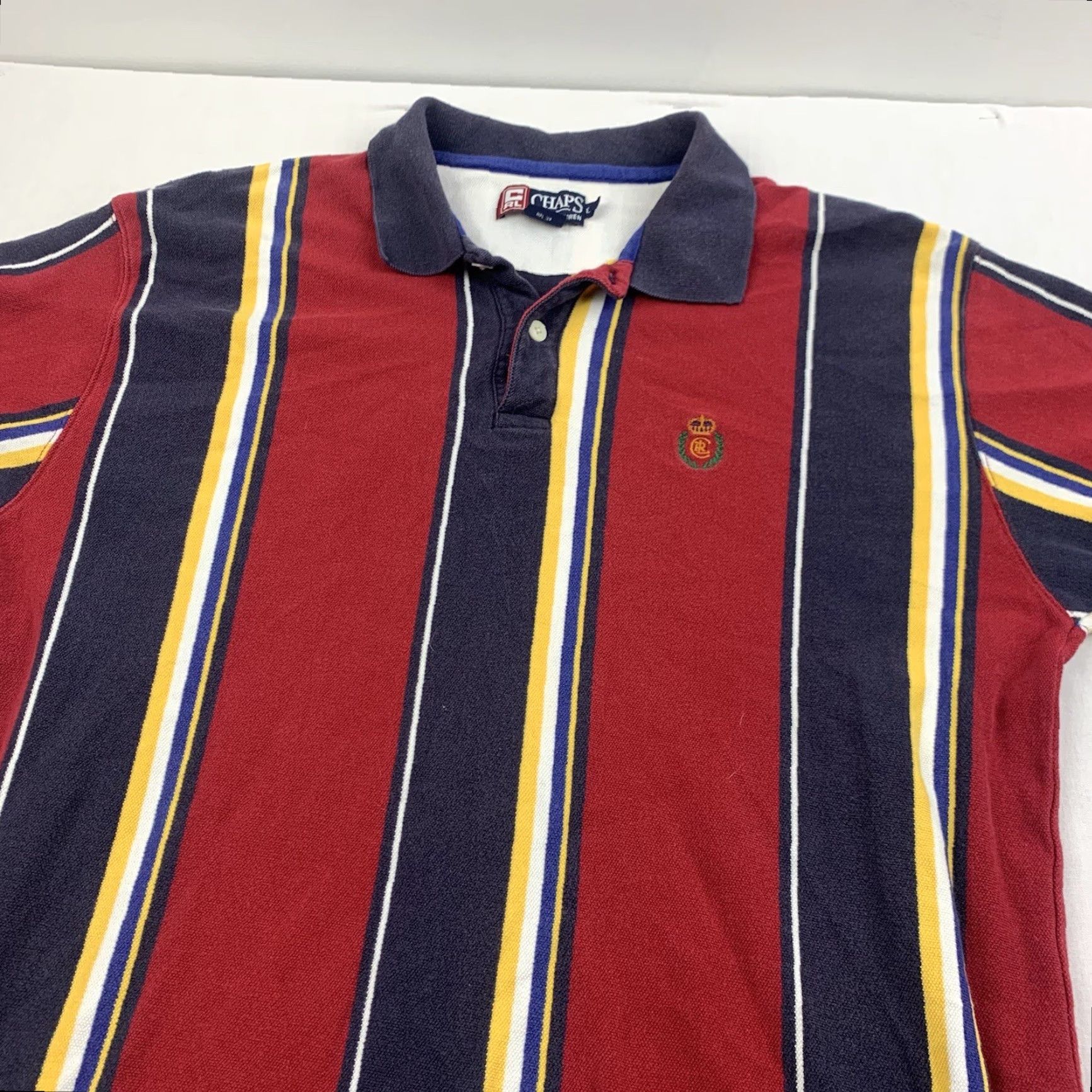 Chaps VINTAGE Ralph Lauren Chaps Polo Shirt Men Large Red Striped Collared Short Sleeve Preppy 90s Size US L / EU 52-54 / 3 - 2 Thumbnail