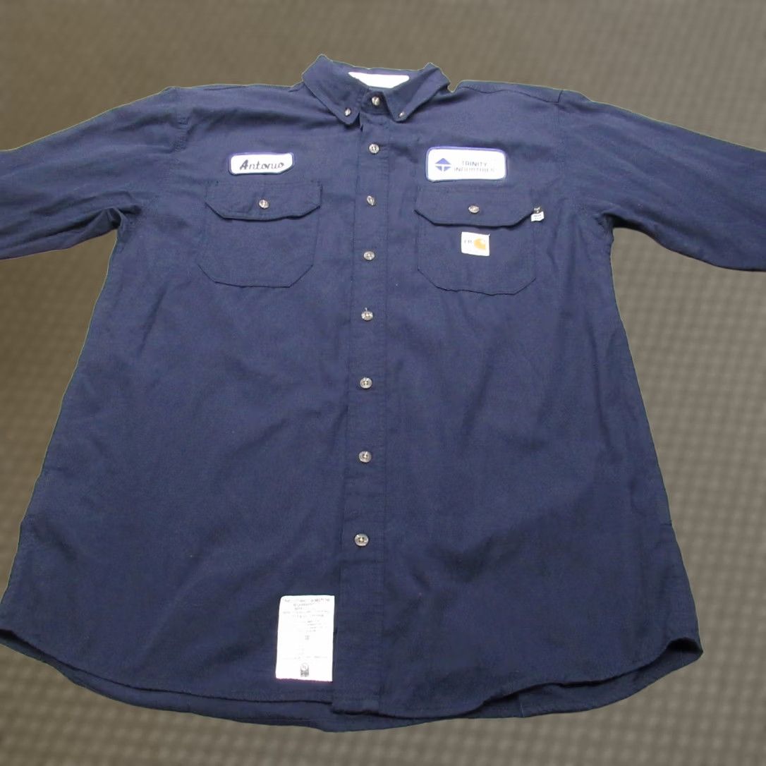 Carhartt VINTAGE Carhartt FR Work Shirt Men Large Navy Blue Antonio Fire Resistant Rugged NEW Size US L / EU 52-54 / 3 - 1 Thumbnail