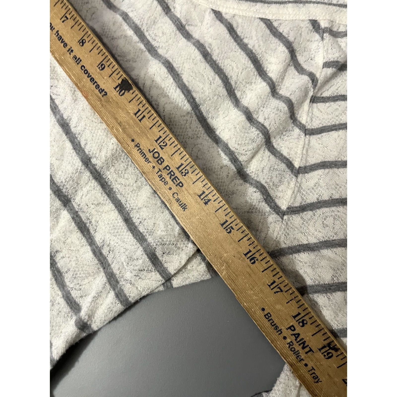 Loft LOFT Women's V-Neck Sweater 3/4 Sleeve Striped Pullover Size S White Gray Knit Top, Casual, Regular Fit, Cotton/Nylon, Ivory/Grey, Womens Size S / US 4 / IT 40 - 5 Thumbnail