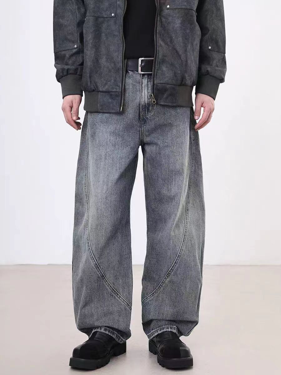Japanese Brand × Vintage Vintage Street Washed Faded Spliced Loose Jeans Size US 34 / EU 50 - 2 Thumbnail