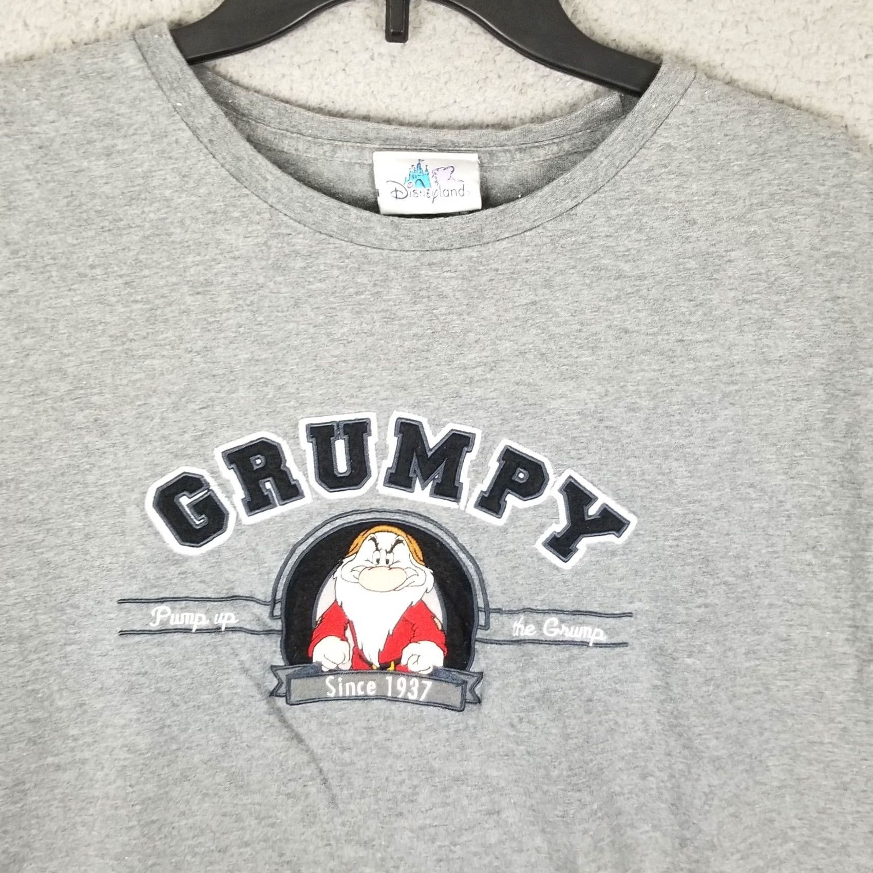 Vintage Disneyland Resort Grumpy Pump up The Grump Men T-shirt L Gray Embroidered Logo Crew Neck Short Sleeve Adult Regular Disney Cartoon Logo T-shirt Mens Size US L / EU 52-54 / 3 - 2 Thumbnail