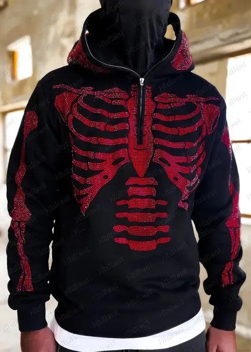 Other Long Sleeve Rhinestone Skeleton zip up hoodie Size US L / EU 52-54 / 3 - 1 Thumbnail
