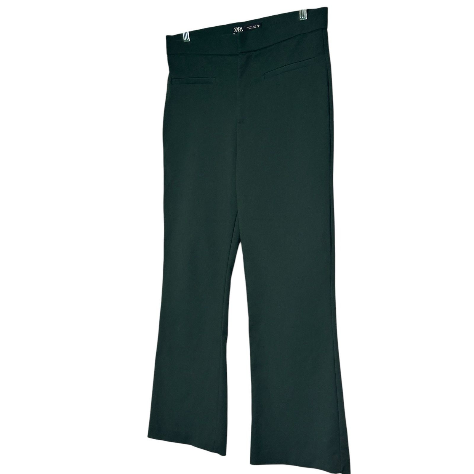 Zara Zara dark green boot cut high waist cropped pants size Large Size 32" / US 10 / IT 46 - 5 Thumbnail