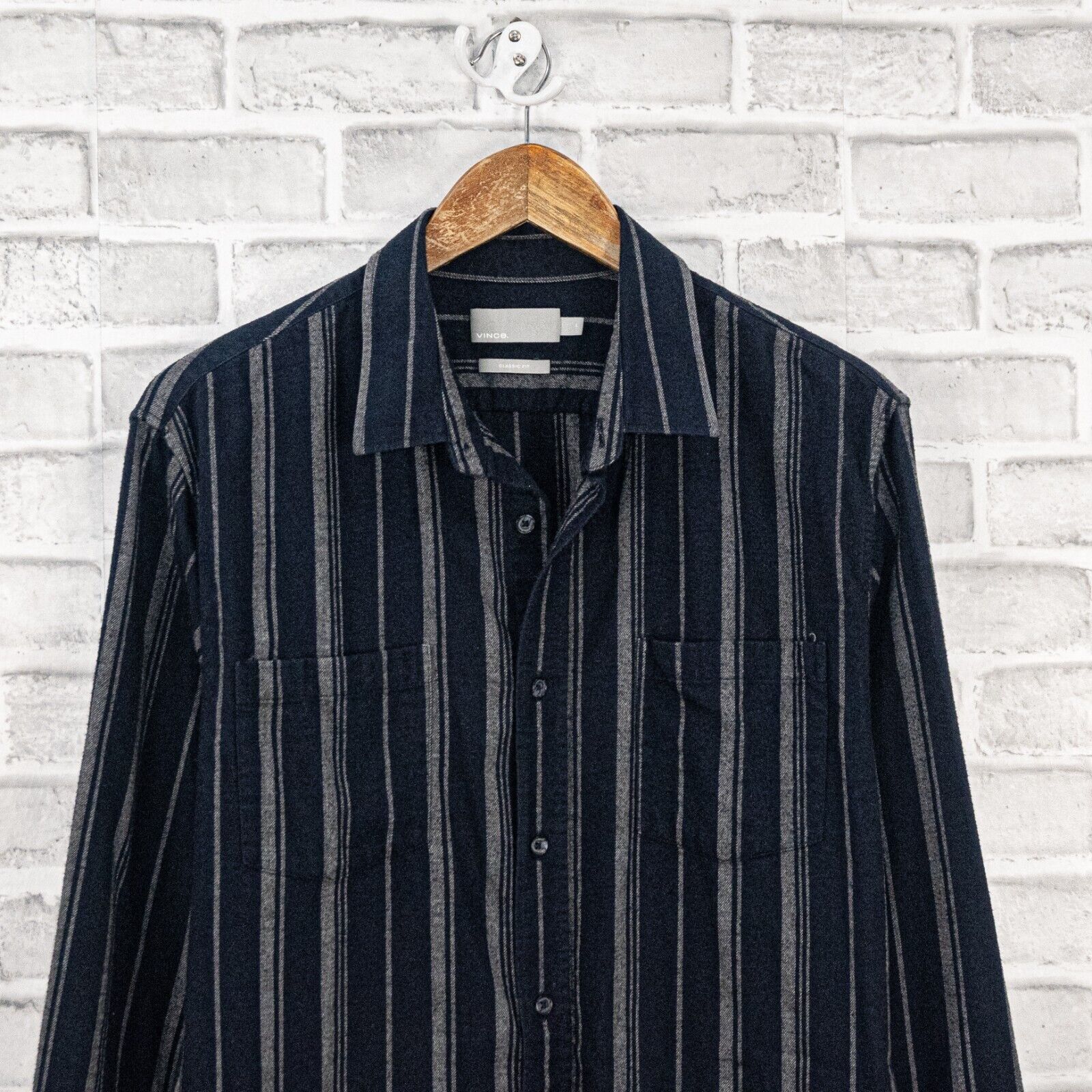 Vince VINCE Striped Flannel Button Down Shirt in Coastal Cotton Size US L / EU 52-54 / 3 - 6 Thumbnail