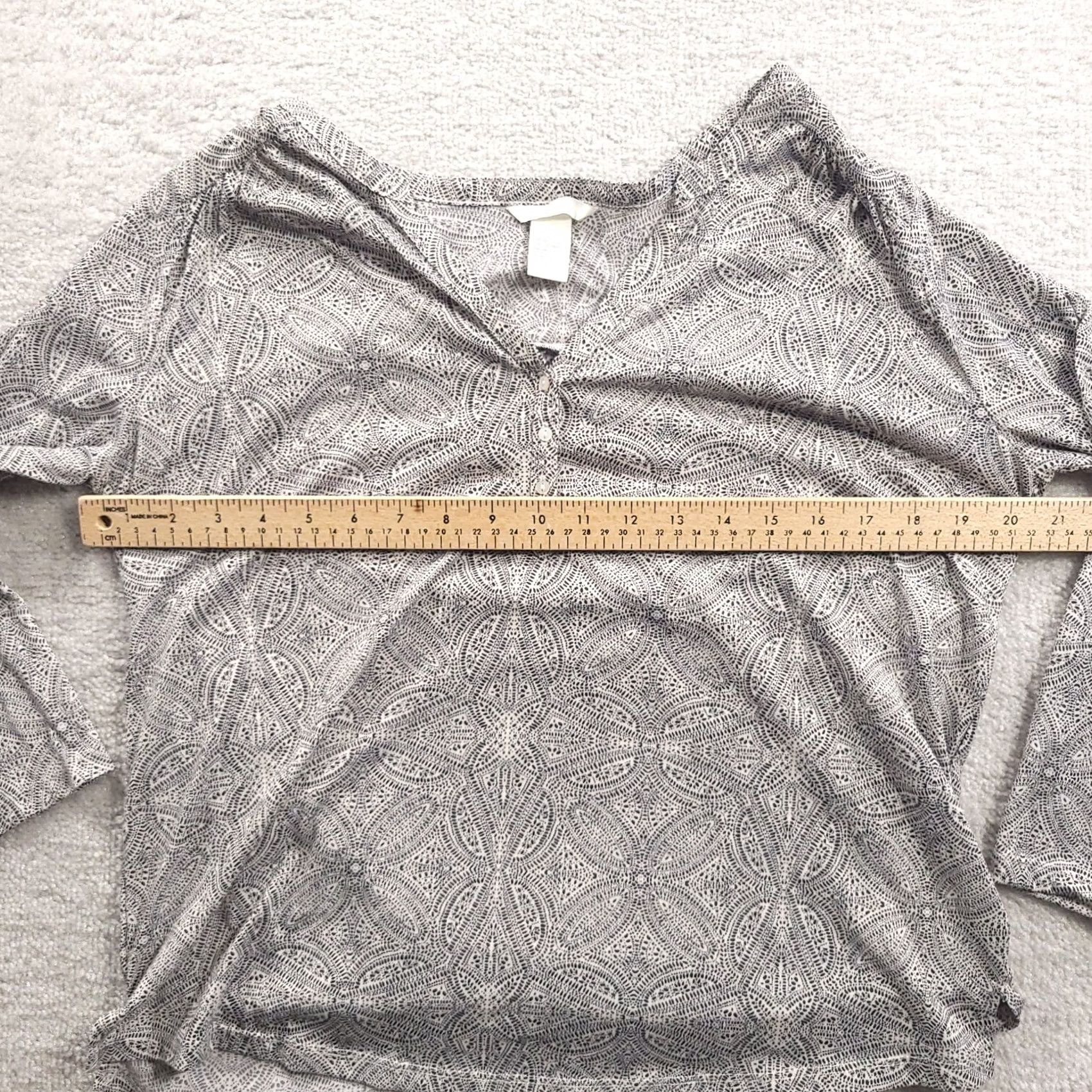 H&M H&M Blouse Womens M Women Size Long Sleeve Lightweight Neck Casual Geometric Size M / US 6-8 / IT 42-44 - 3 Thumbnail