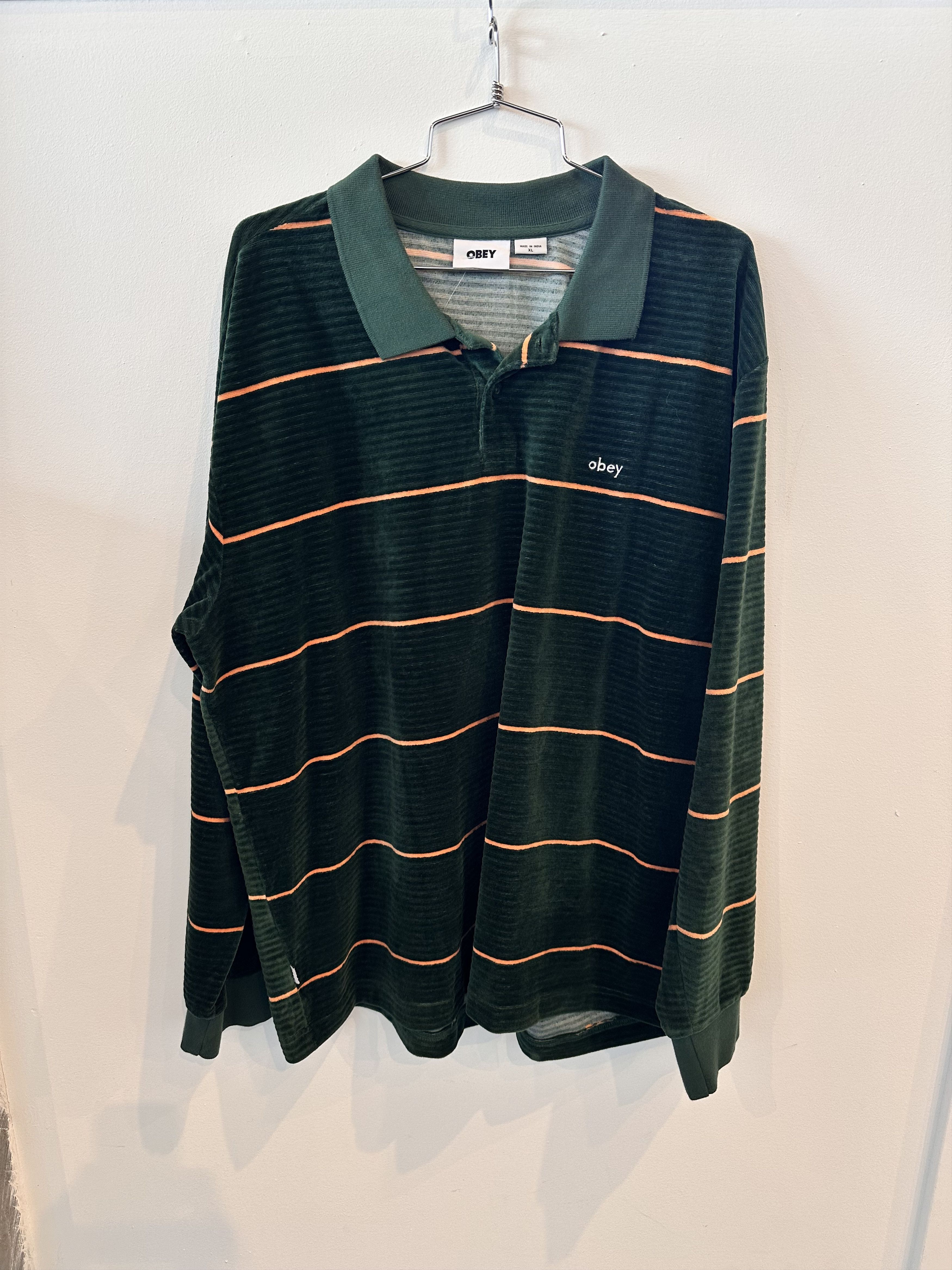 Obey OBEY Fete Velour Stripe LS Polo XL Size US XL / EU 56 / 4 - 2 Thumbnail