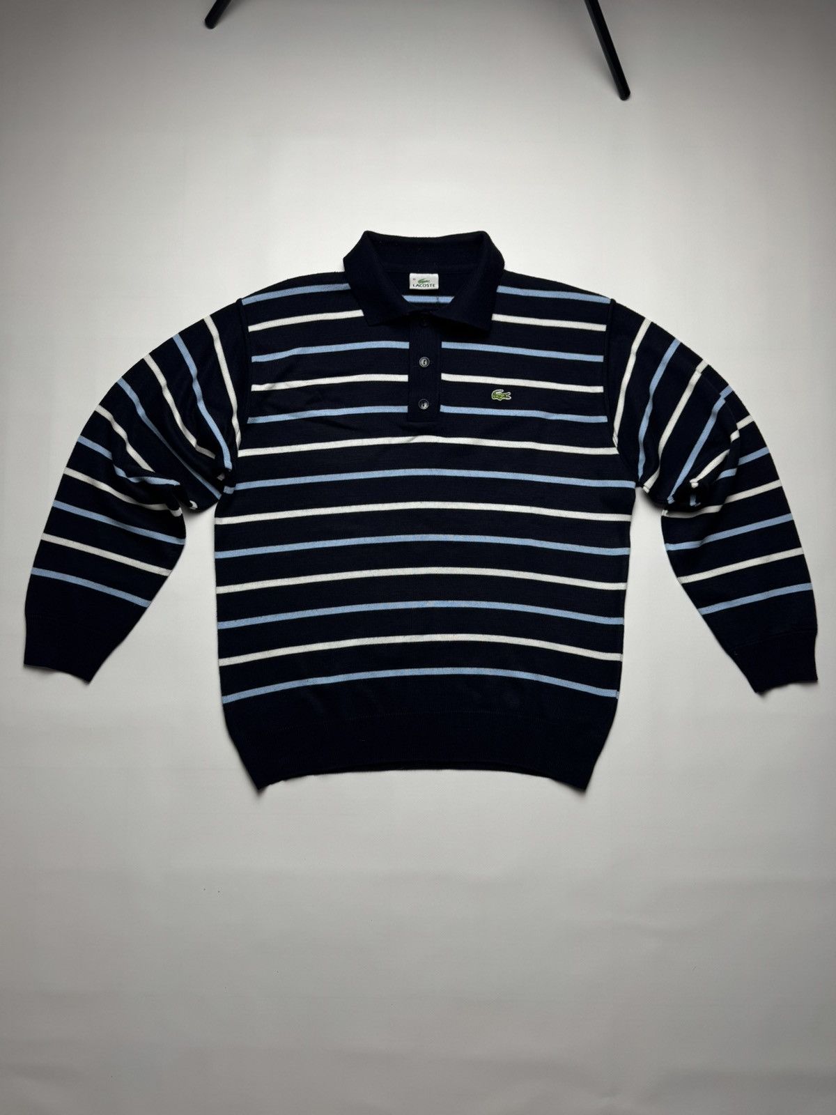 Lacoste Lacoste Classic V-Neck Wool Sweater – Navy Blue Size US XL / EU 56 / 4 - 1 Thumbnail