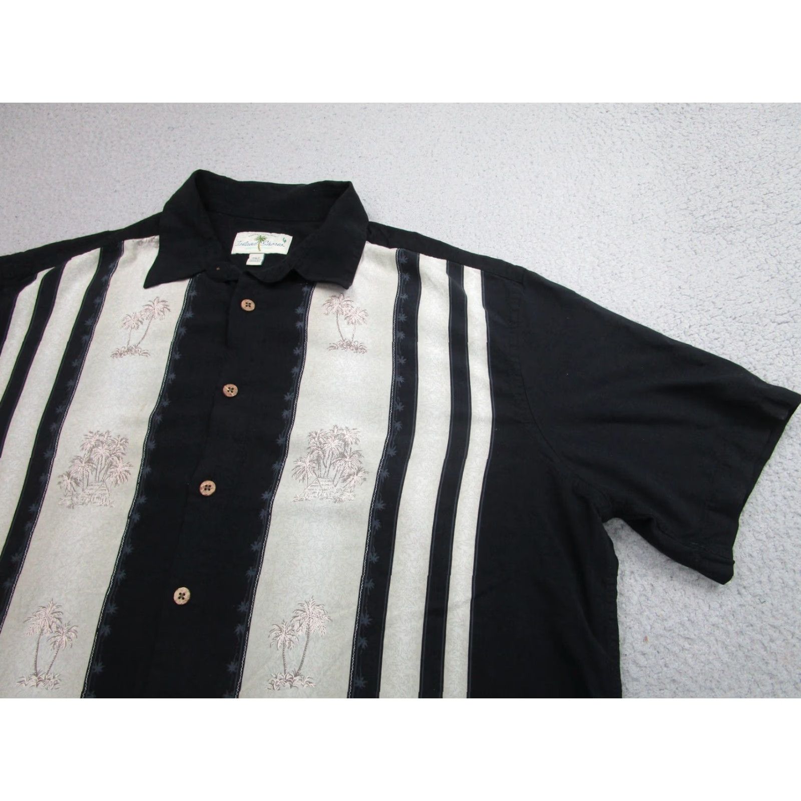 Vintage VINTAGE Island Shores Button-Up Shirt Mens 2XLT Black Beige Palm Tree Hawaiian Aloha Size US XXL / EU 58 / 5 - 2 Thumbnail