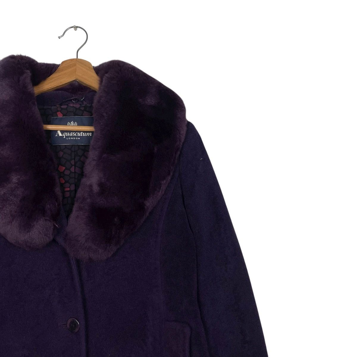 Aquascutum Aquascutum Rabbit Fur Purple Wool Coat Size S / US 4 / IT 40 - 6 Thumbnail