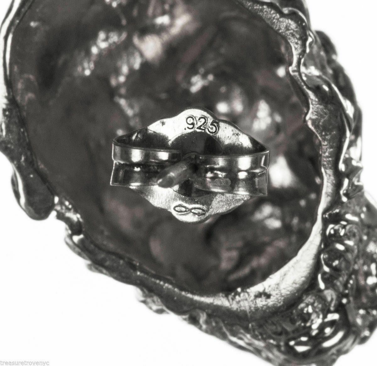 Designer Sterling Silver Plated Brass Etruscan Lion Stud Earrings Size ONE SIZE - 6 Thumbnail