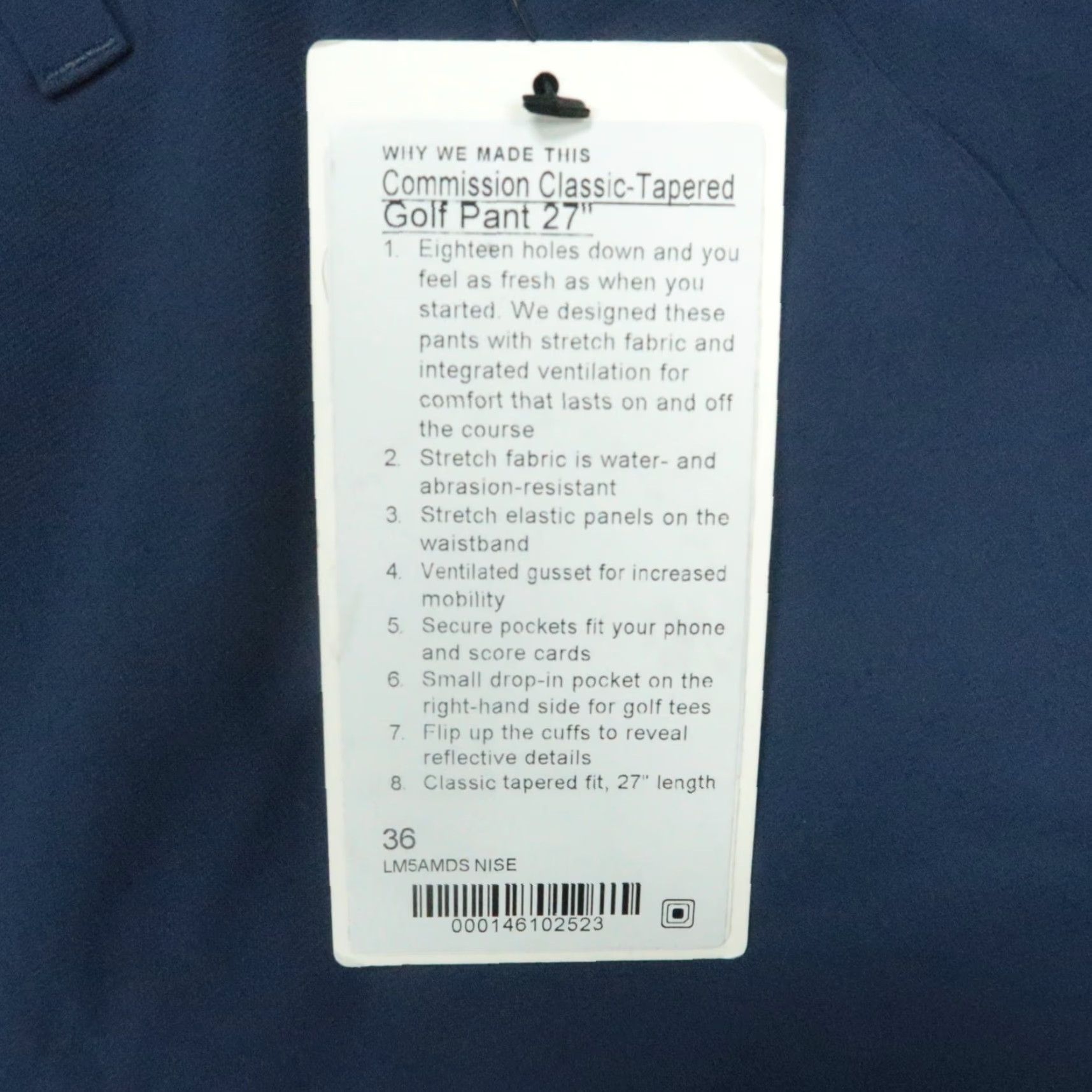 Lululemon Lululemon Pants Men 36x27 Blue Classic Tapered Chino 5-Pocket Design NWT Straight Front Casual, Travel, Business Mens Size US 36 / EU 52 - 3 Thumbnail