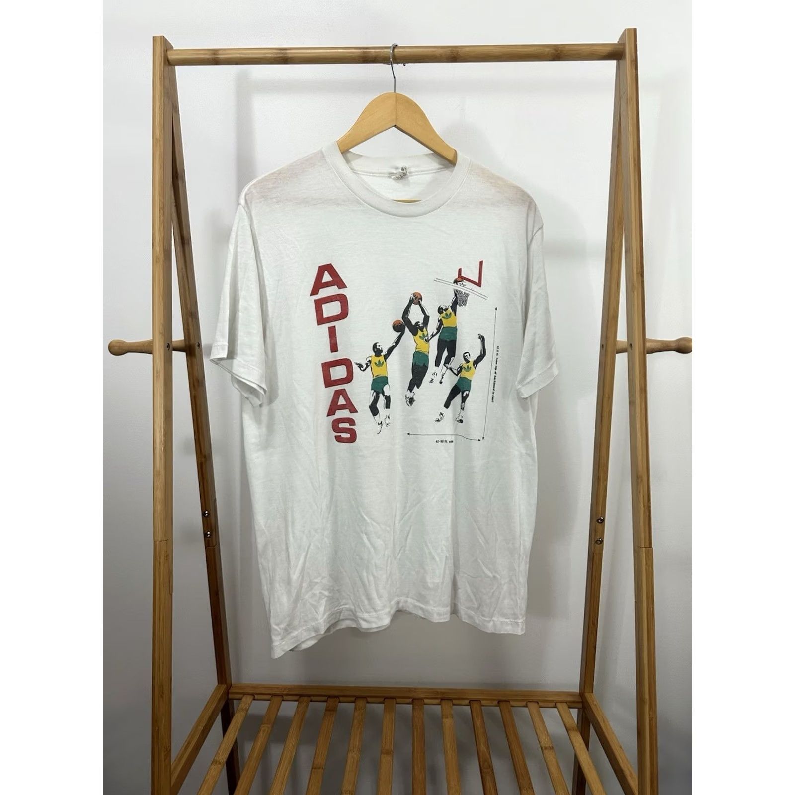 Adidas VTG Adidas Basketball Dunk Movement Paper Thin Worn T-Shirt RARE XL White Mens NBA Sport Burnout 80s Size US XL / EU 56 / 4 - 2 Thumbnail